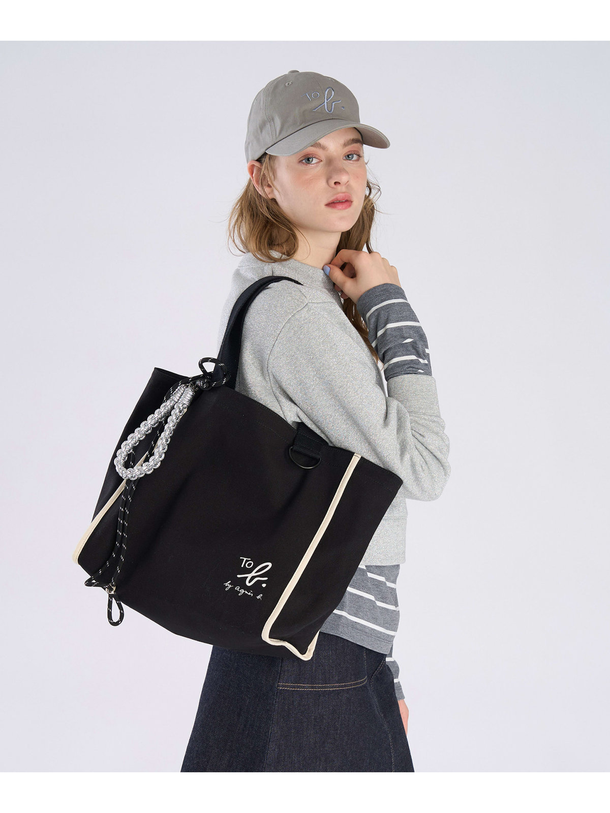 To b. by agnès b. To b. by agnes b.× green label relaxing コットン パイピング トートバッグ ブラック