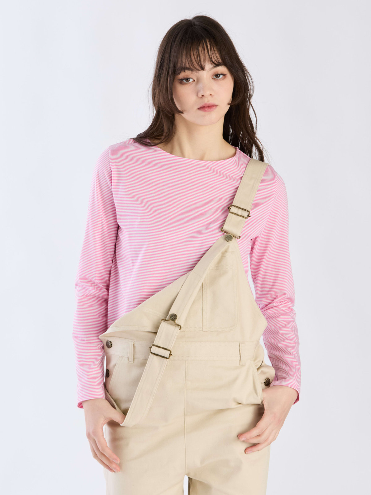 To b. by agnès b. 【Outlet】ボーダーロングスリーブTシャツ ピンク