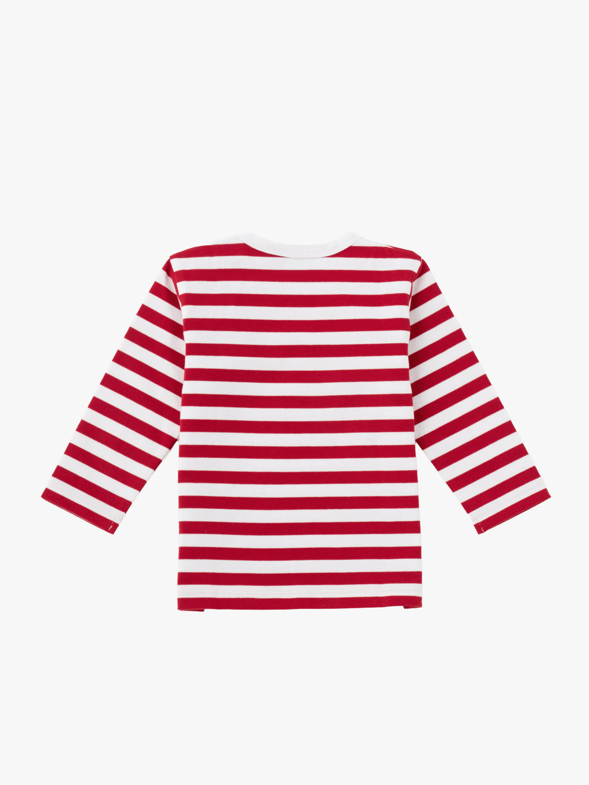 ENFANT ベビー ベビー コットン 細ボーダー 長袖 Tシャツ レッド×ホワイト