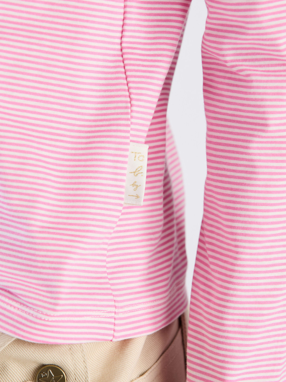 To b. by agnès b. 【Outlet】ボーダーロングスリーブTシャツ ピンク