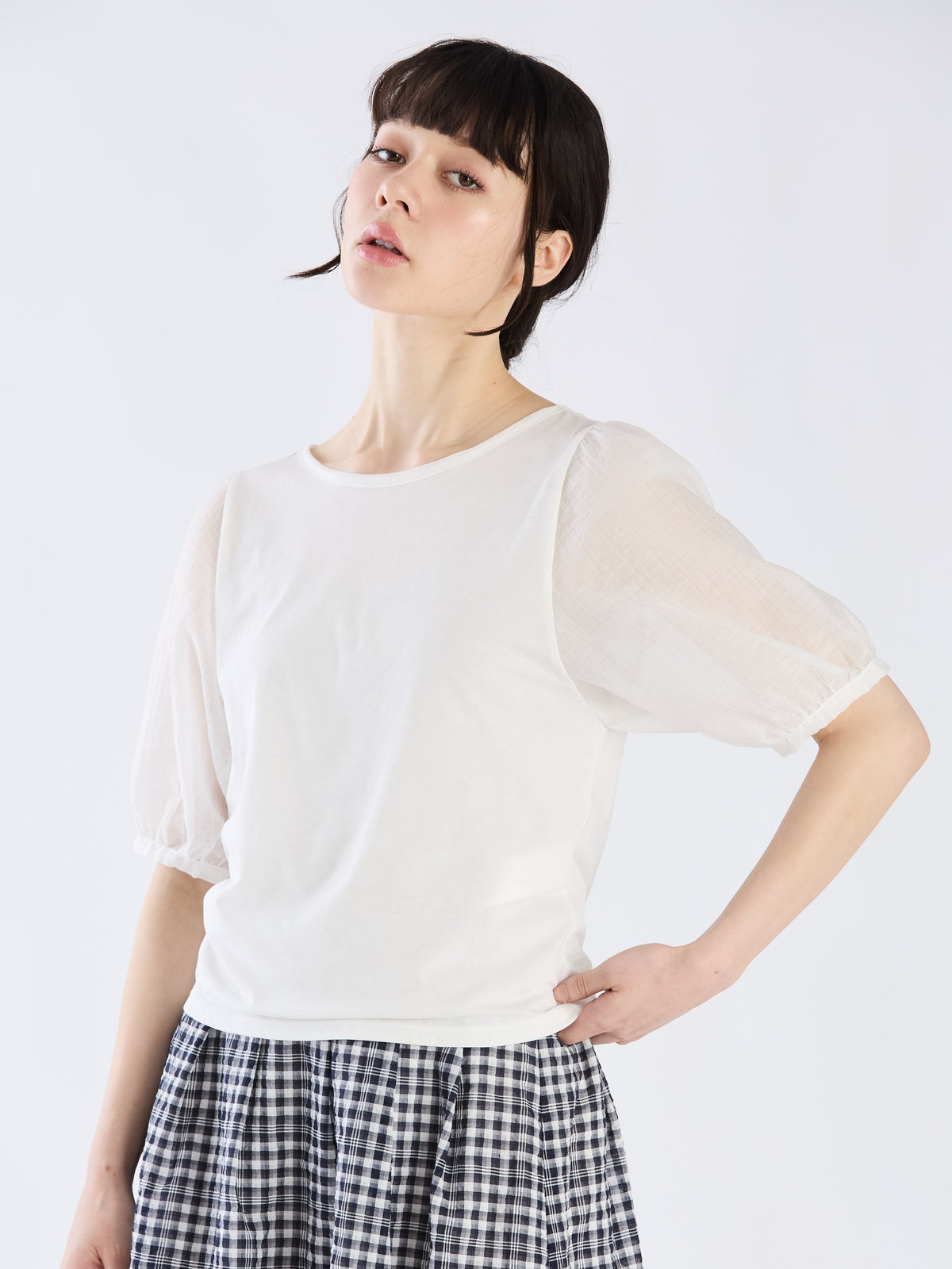 To b. by agnès b. 【Outlet】シアースリーブTシャツ ホワイト