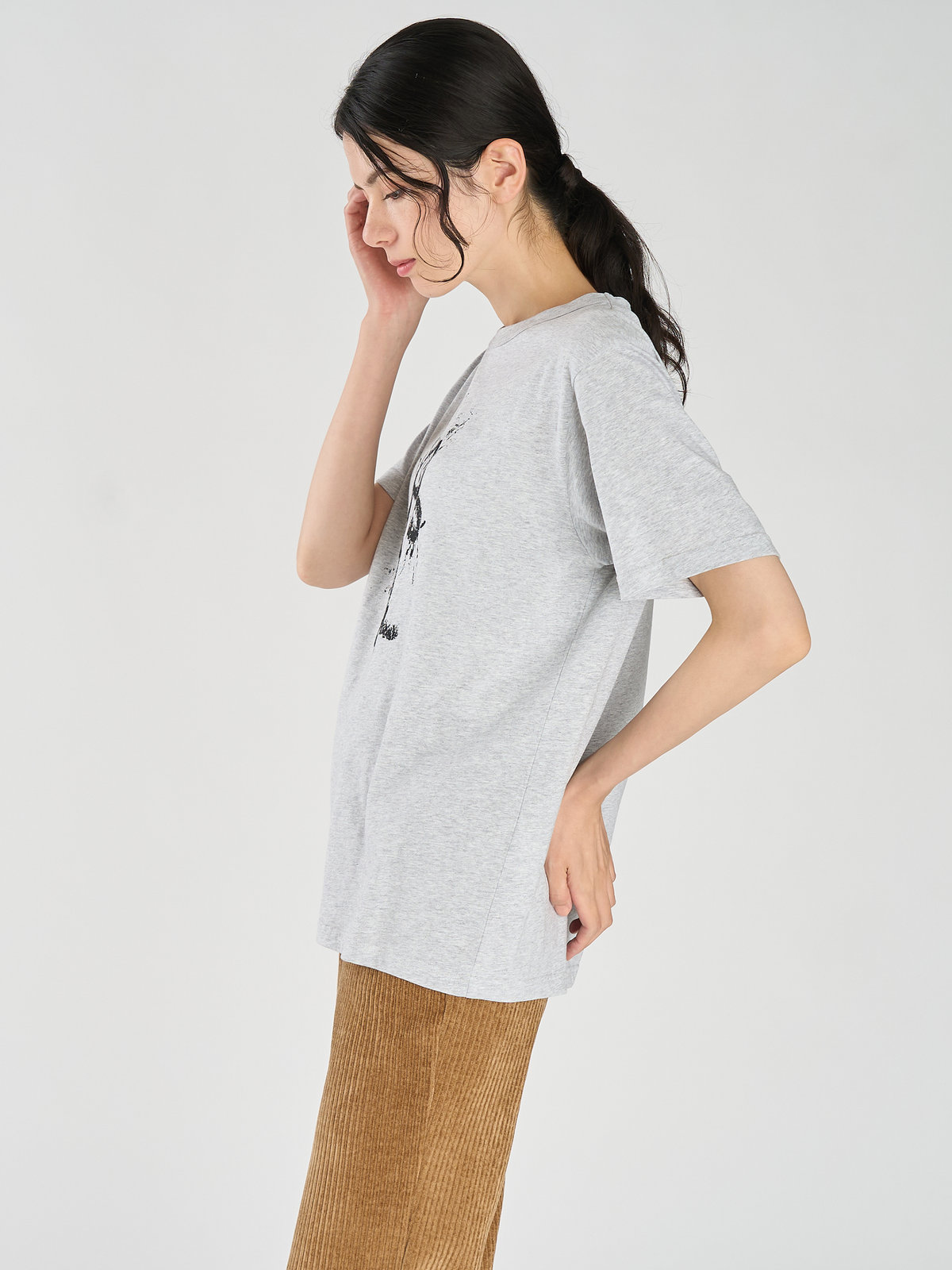 FEMME ウィメンズ コットン プリント 半袖 アーティスト Tシャツ "Harmony Korine" グレー