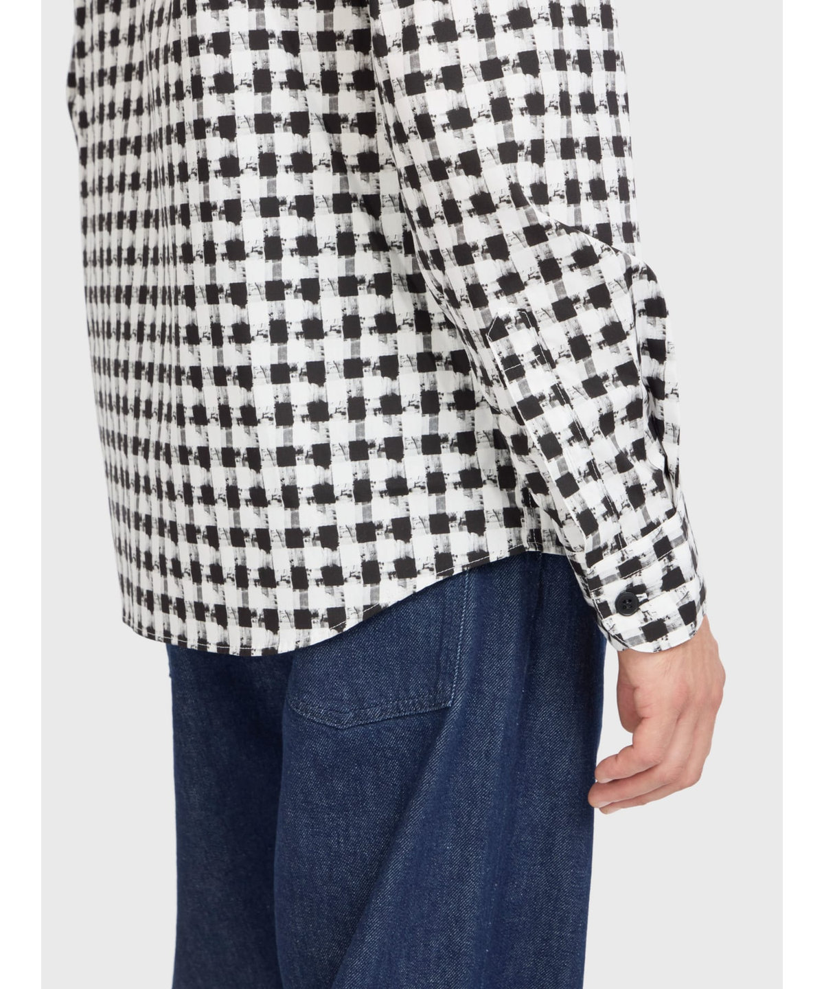 HOMME メンズ メンズ チェックプリント コットン 長袖 シャツ "Andy" ブラック