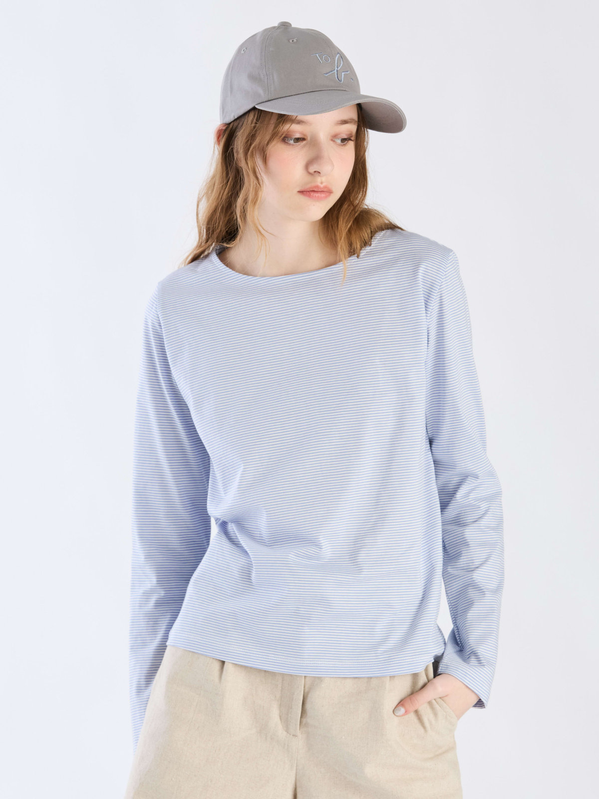 To b. by agnès b. 【Outlet】ボーダーロングスリーブTシャツ ブルー