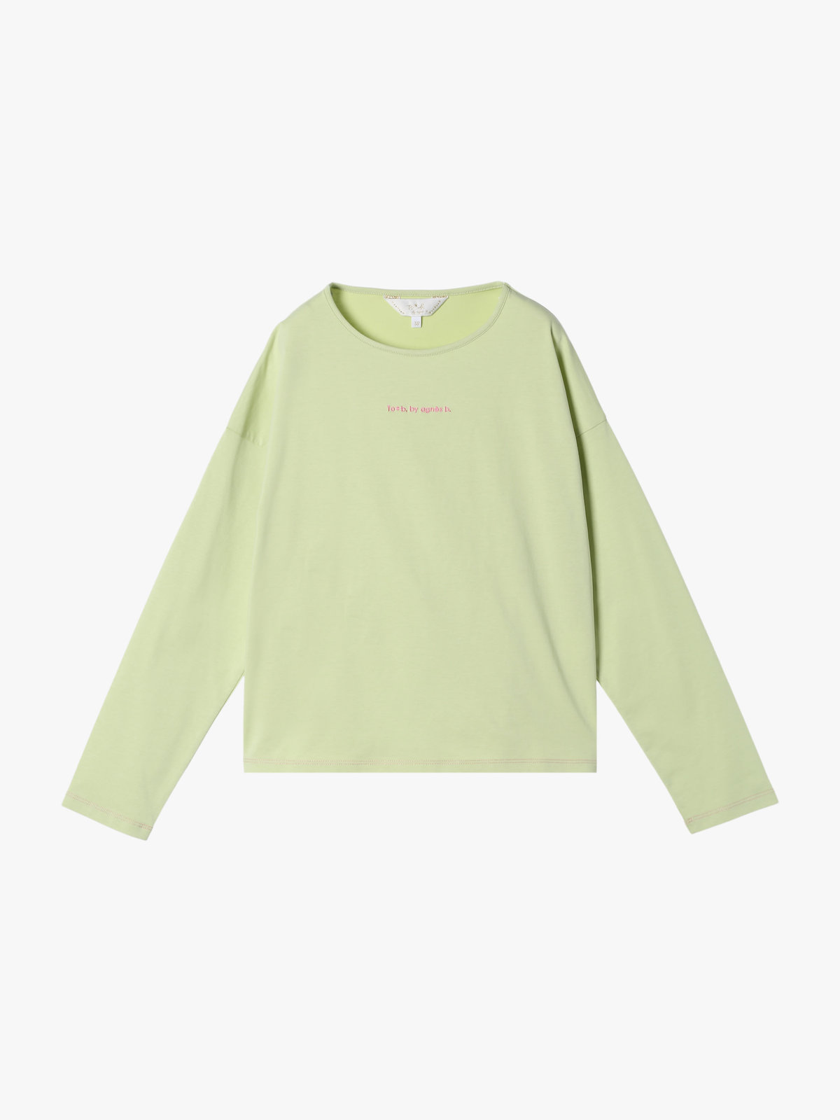 To b. by agnès b. カラー ロゴ 刺繍 長袖 Tシャツ グリーン