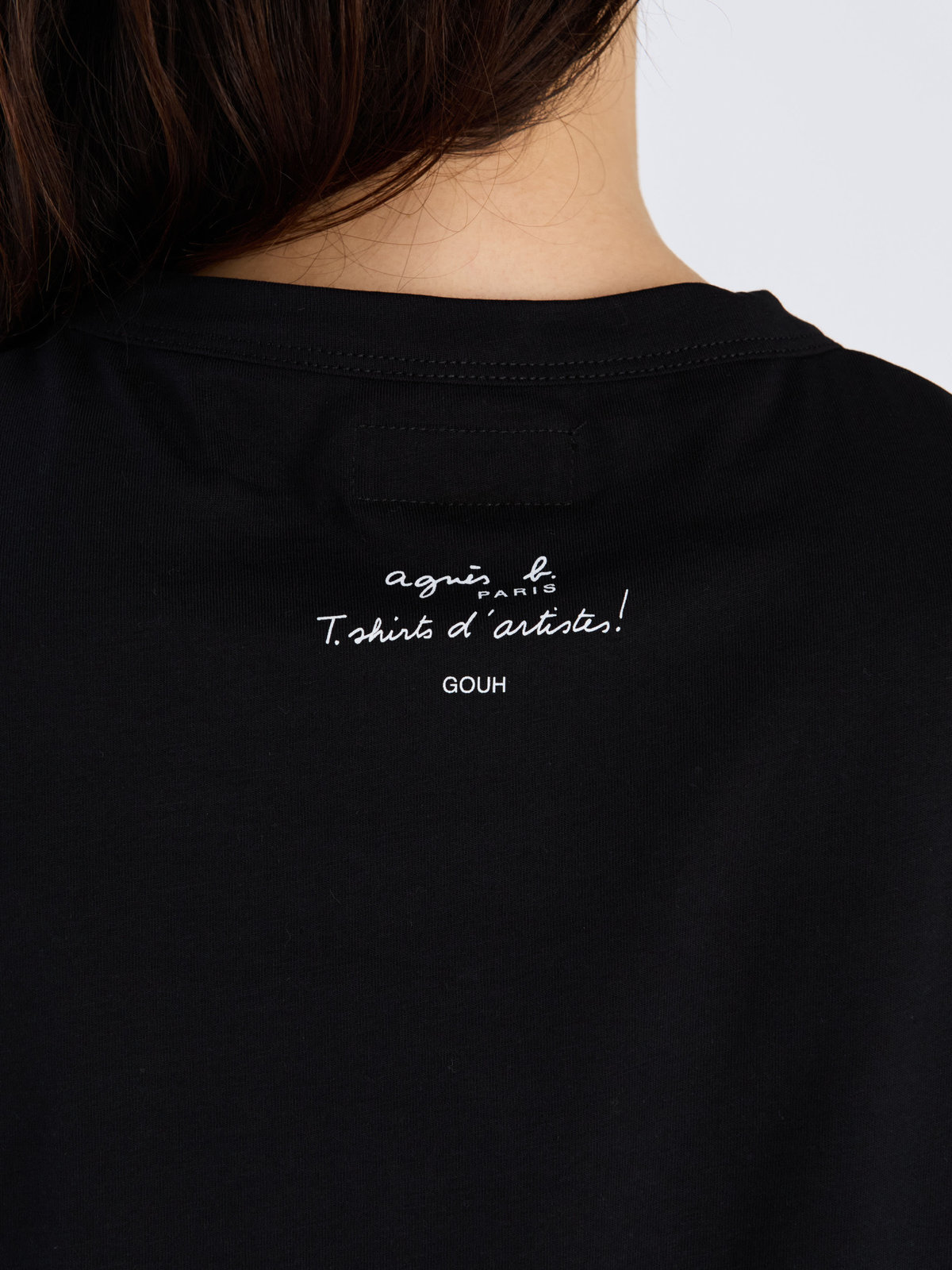 FEMME ウィメンズ コットン プリント 半袖 アーティスト Tシャツ ”Hugo Naccache” ブラック