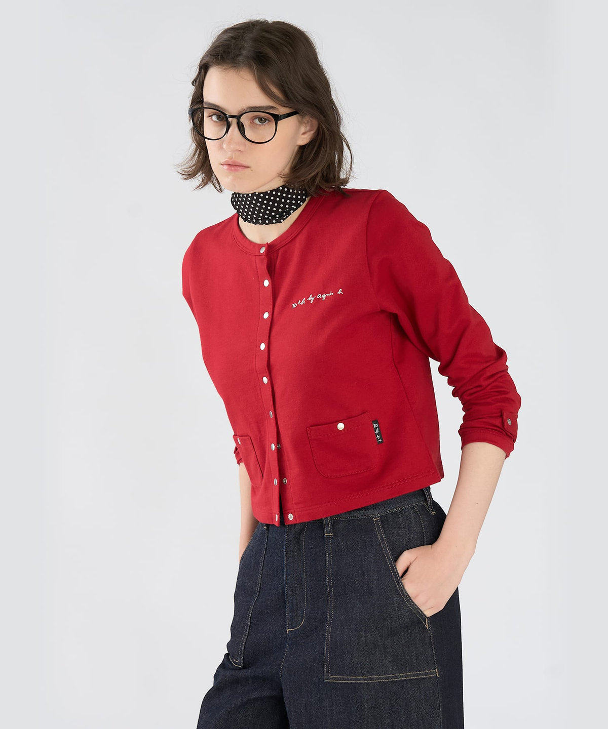 To b. by agnès b. To b. by agnes b.× green label relaxing オーガニックコットン ニュートラディショナルカーディガン レッド