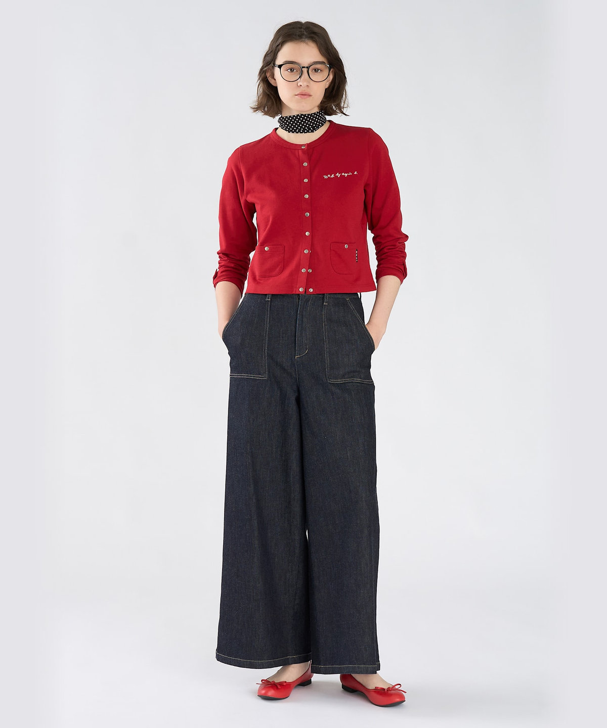 To b. by agnès b. To b. by agnes b.× green label relaxing オーガニックコットン ニュートラディショナルカーディガン レッド
