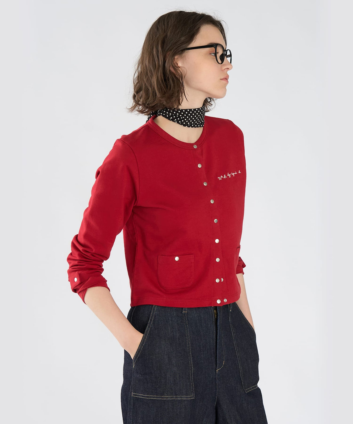 To b. by agnès b. To b. by agnes b.× green label relaxing オーガニックコットン ニュートラディショナルカーディガン レッド