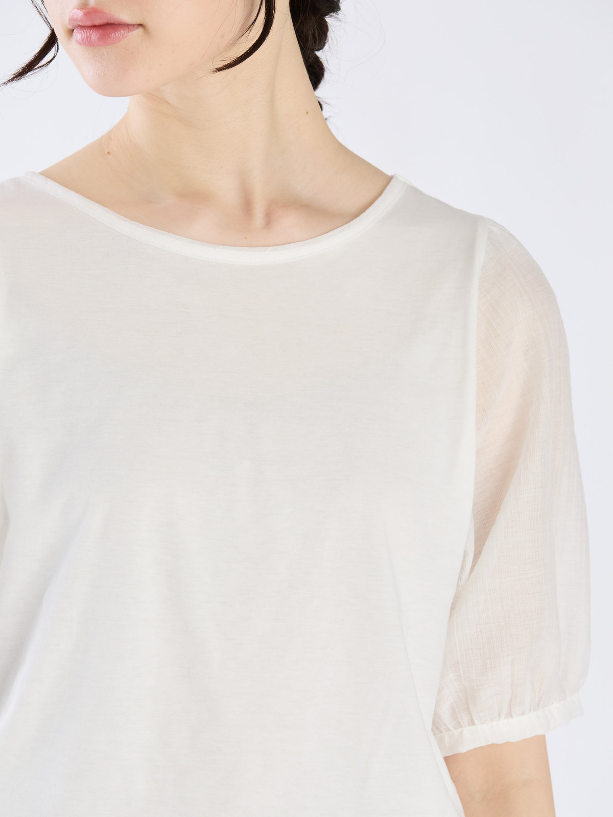 To b. by agnès b. 【Outlet】シアースリーブTシャツ ホワイト