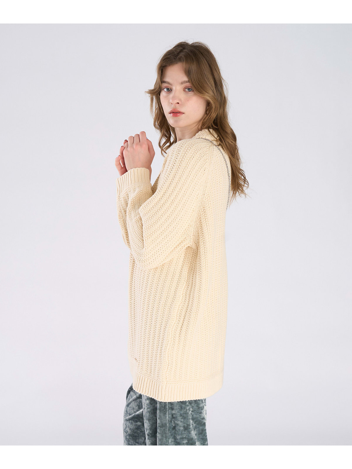 To b. by agnès b. 【Outlet】ラグランスリーブ ニット プルオーバー ホワイト