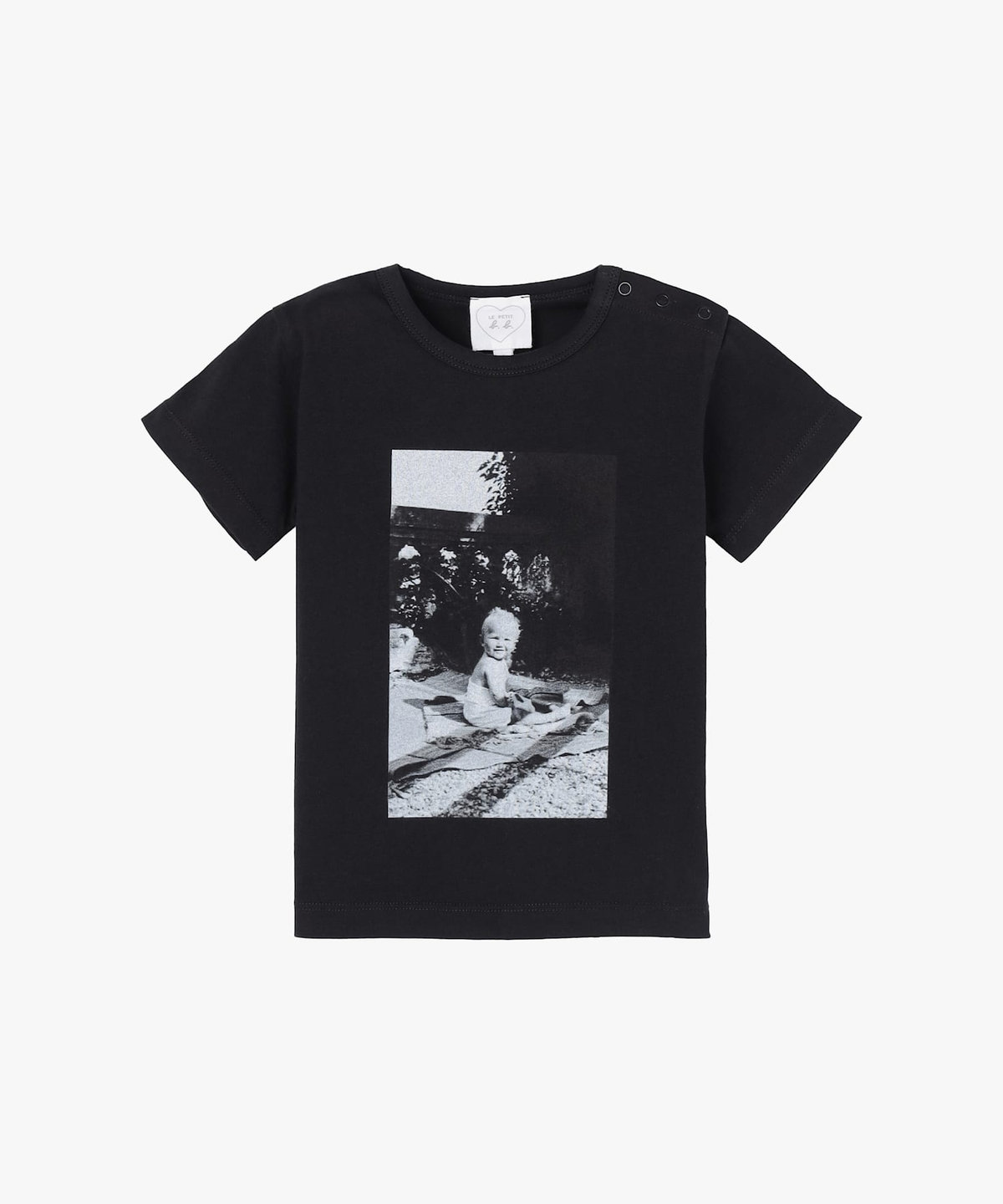 ENFANT ベビー ベビー フォトプリント コットン 半袖 Tシャツ ブラック