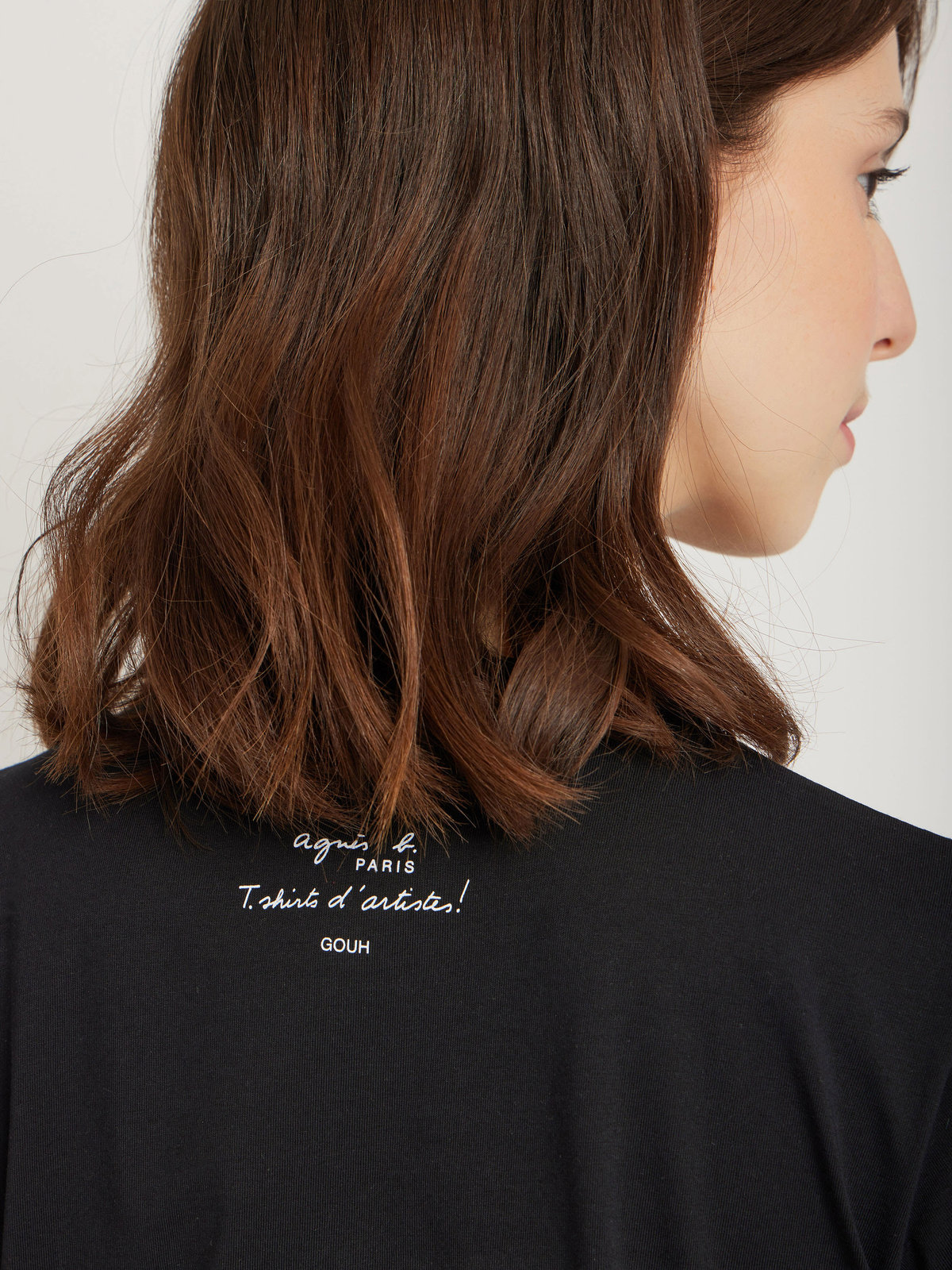 FEMME ウィメンズ コットン プリント 半袖 アーティスト Tシャツ ”Hugo Naccache” ブラック