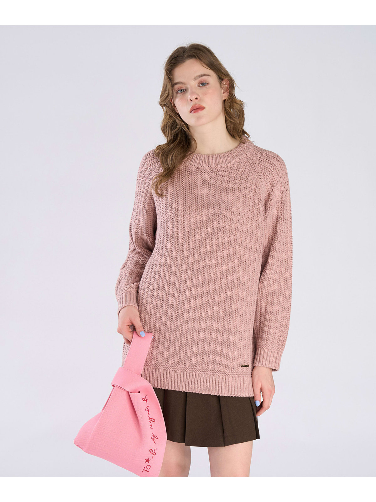 To b. by agnès b. 【Outlet】ラグランスリーブ ニット プルオーバー ピンク