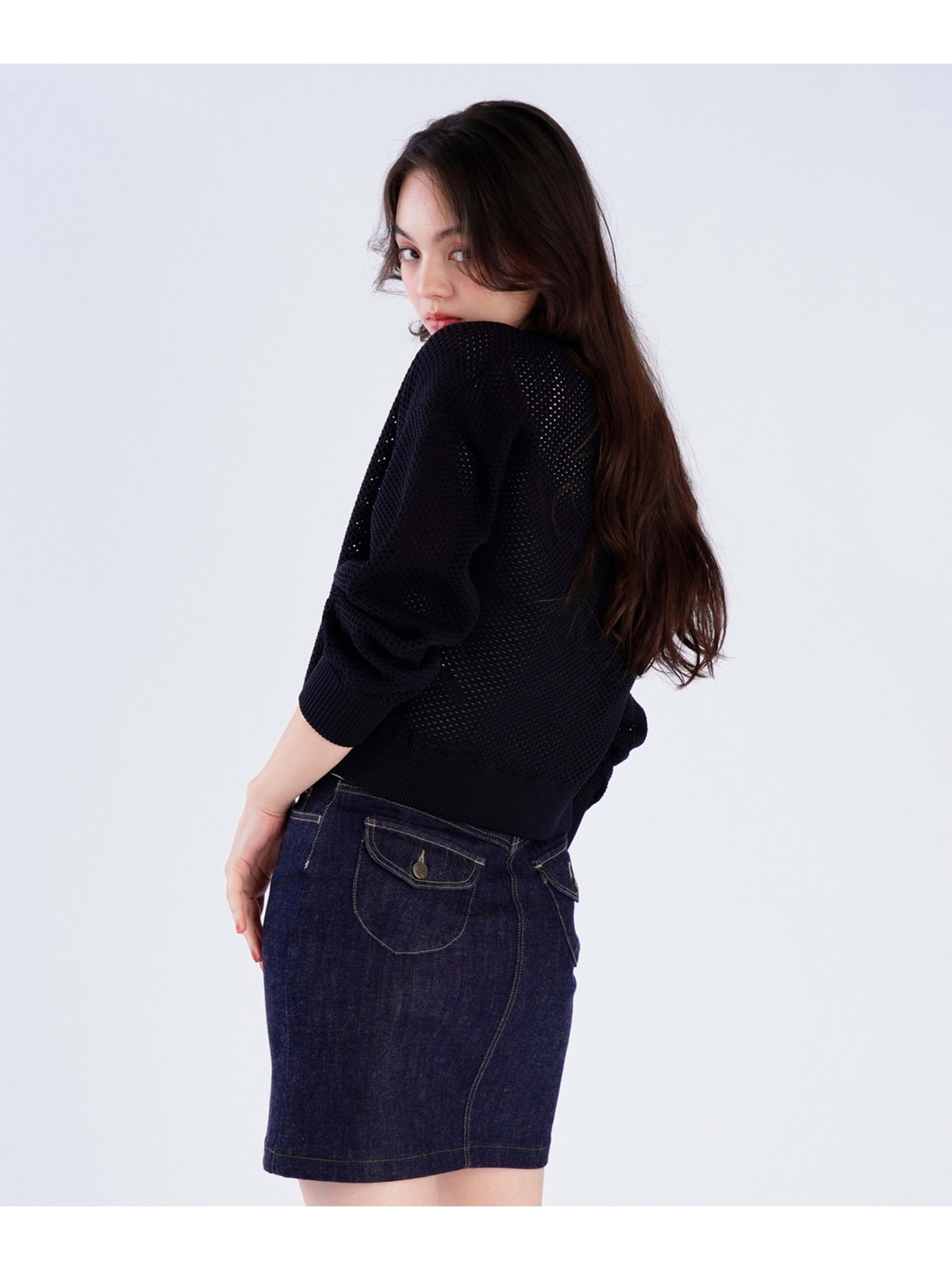 To b. by agnès b. 【Outlet】メッシュ ニット ブルゾン ブラック