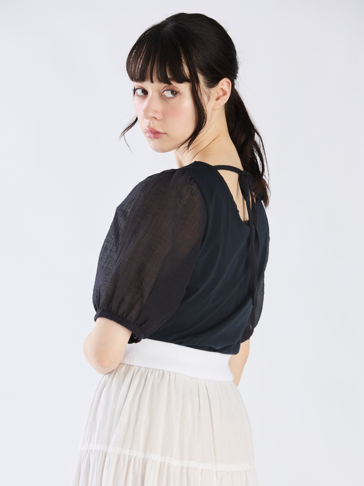 To b. by agnès b. 【Outlet】シアースリーブTシャツ ネイビー