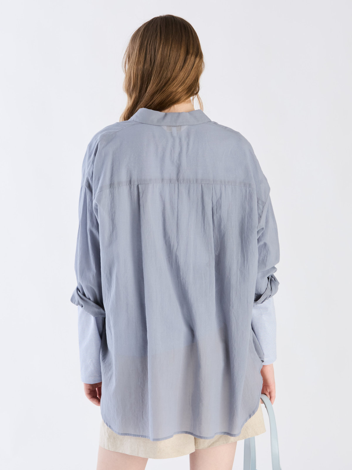 To b. by agnès b. コットン ロングスリーブ ボーイズシャツ ネイビー