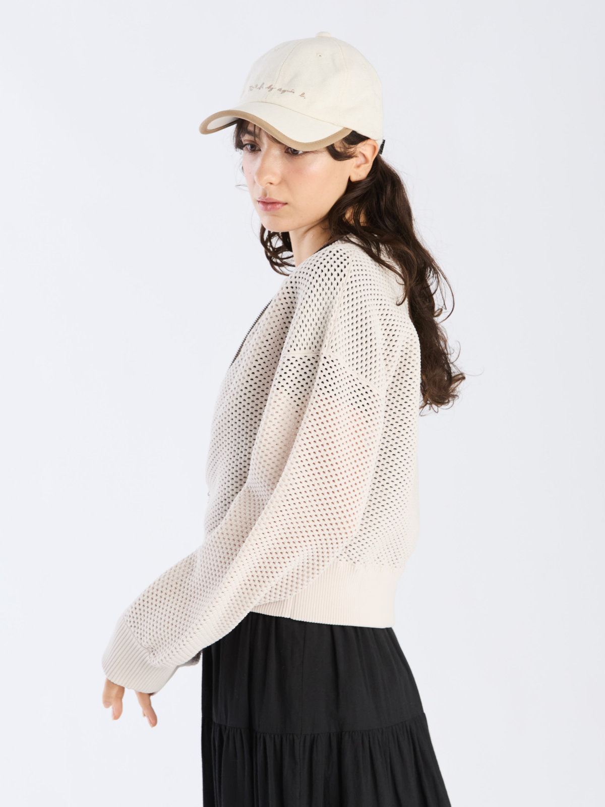 To b. by agnès b. 【Outlet】メッシュ ニット ブルゾン ホワイト