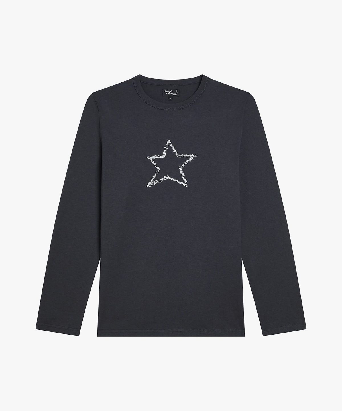 HOMME メンズ メンズ スター プリント オーガニックコットン 長袖 Tシャツ グレー