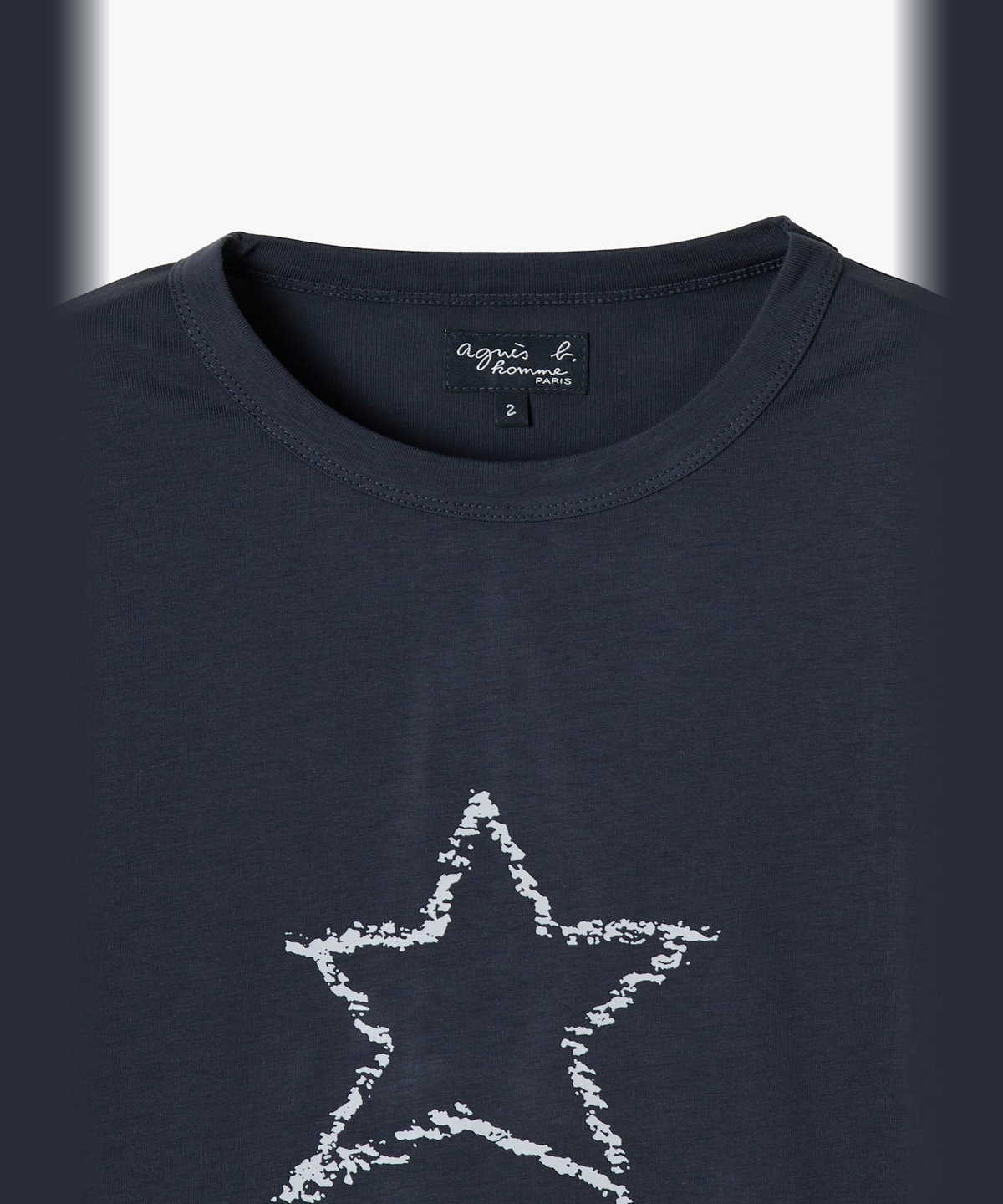 HOMME メンズ メンズ スター プリント オーガニックコットン 長袖 Tシャツ グレー