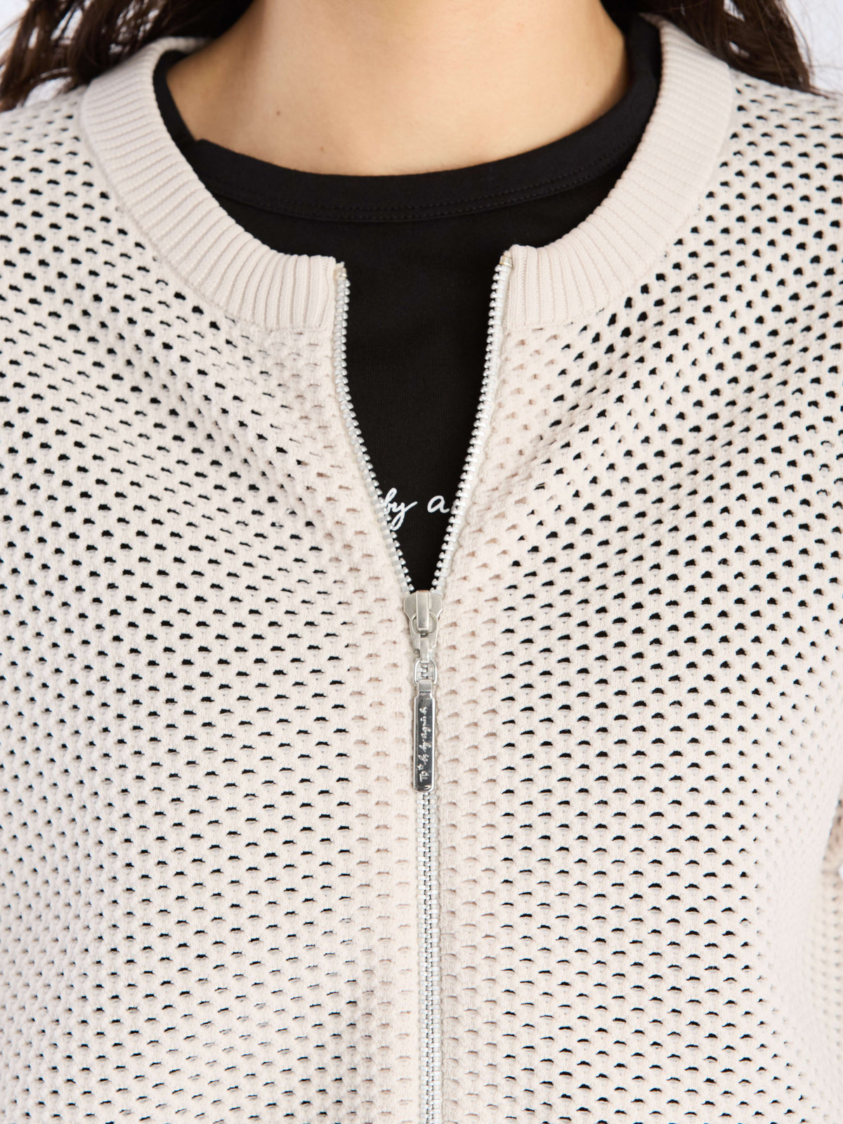 To b. by agnès b. 【Outlet】メッシュ ニット ブルゾン ホワイト