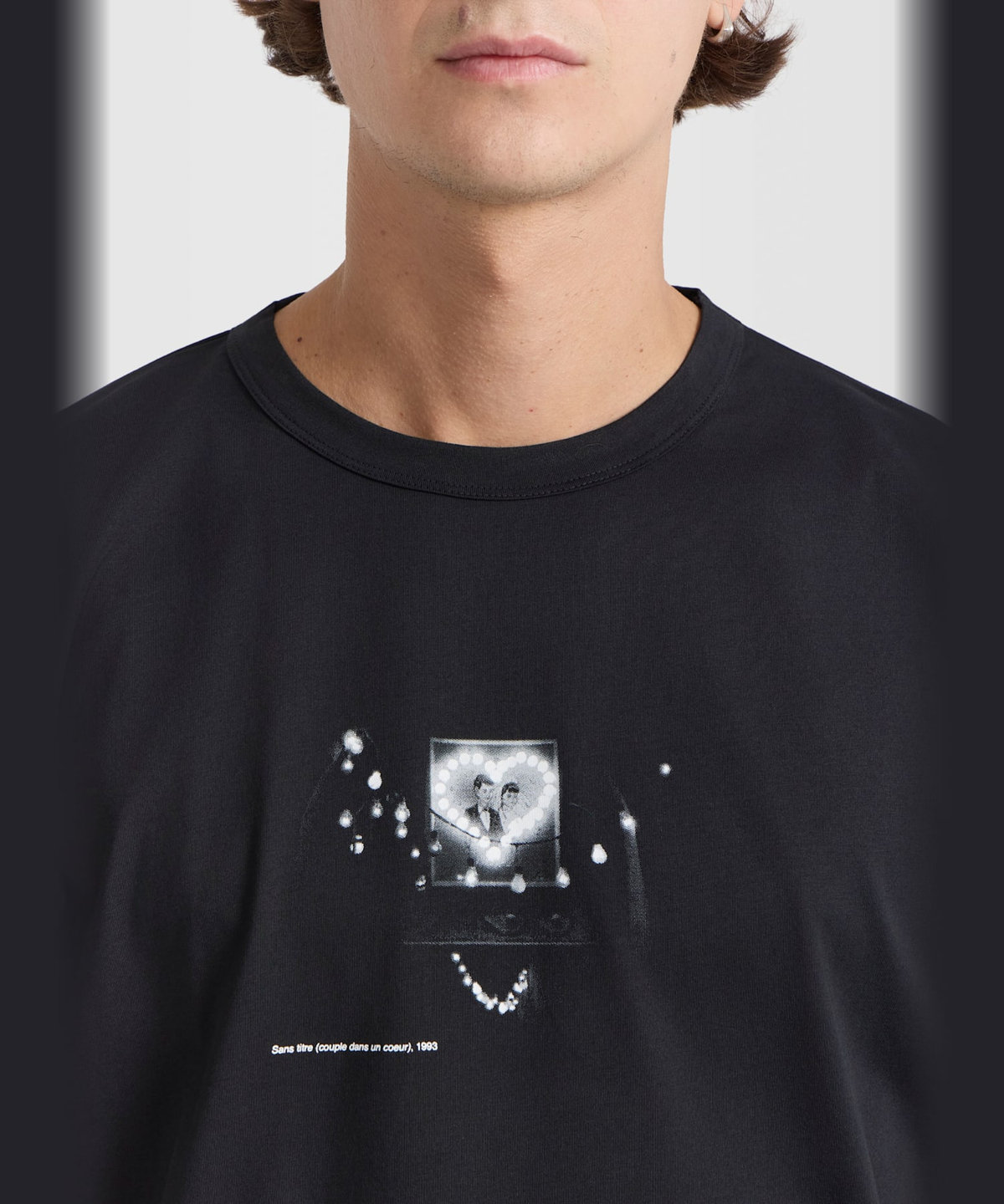 HOMME メンズ メンズ プリント コットン 半袖 アーティスト Tシャツ "Roberto Martinez" ブラック