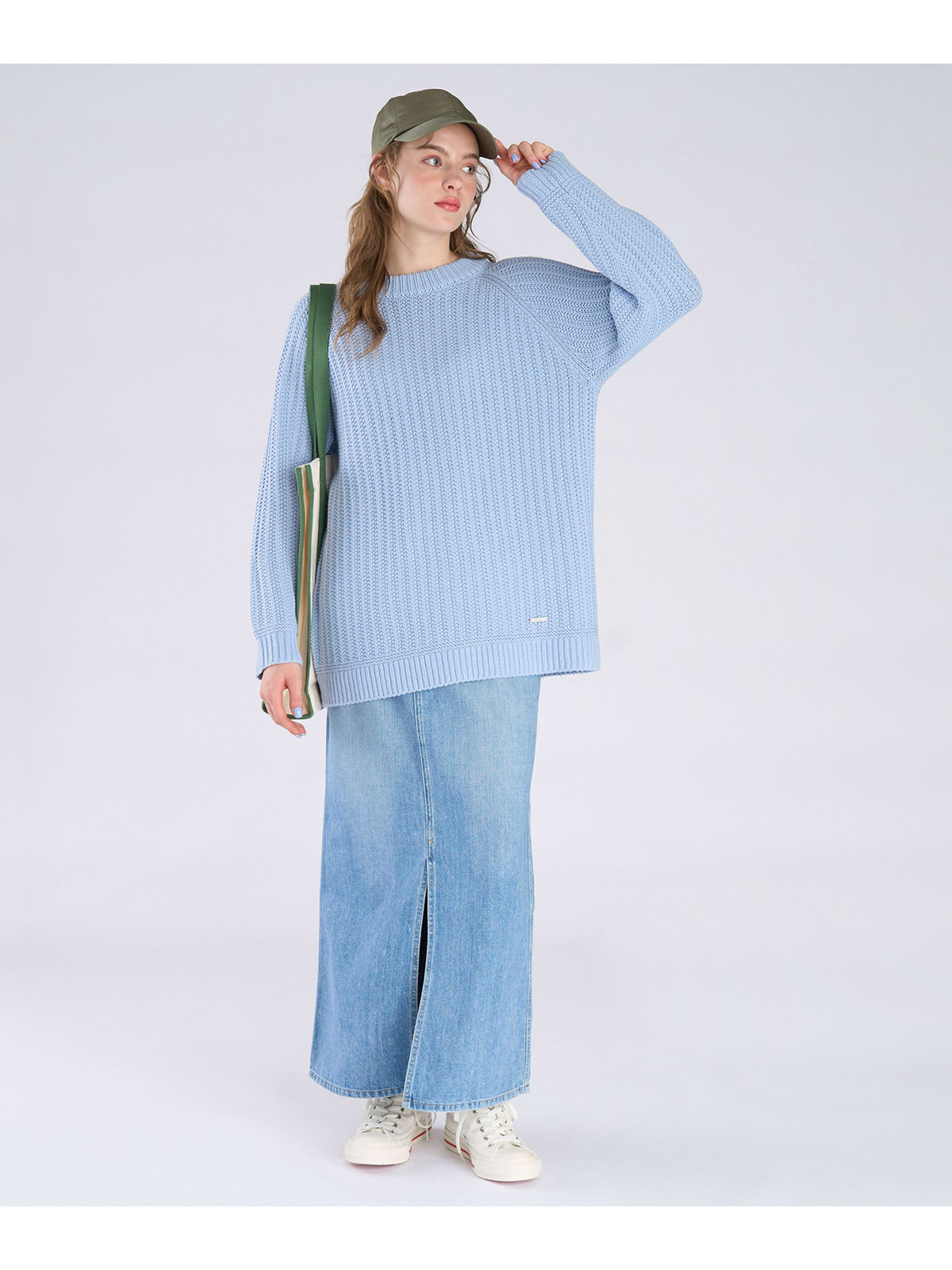 To b. by agnès b. 【Outlet】ラグランスリーブ ニット プルオーバー ライトブルー