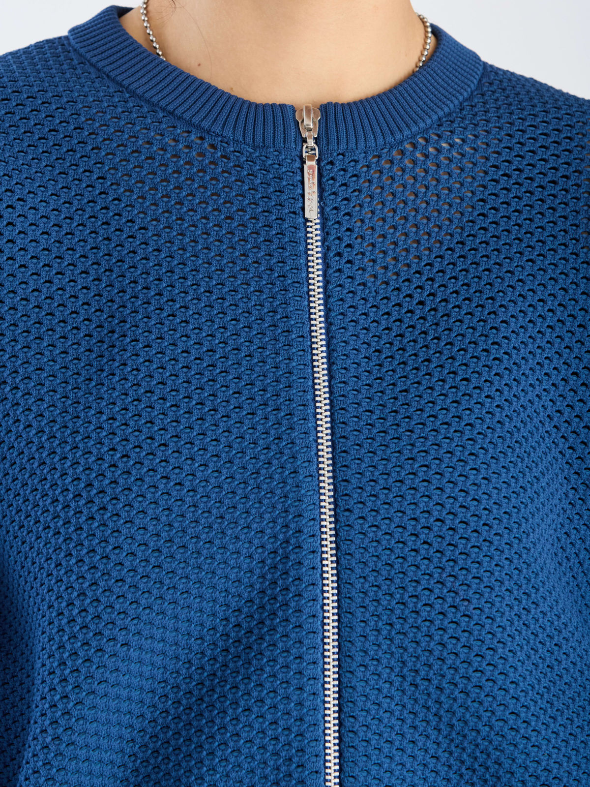 To b. by agnès b. 【Outlet】メッシュ ニット ブルゾン ブルー