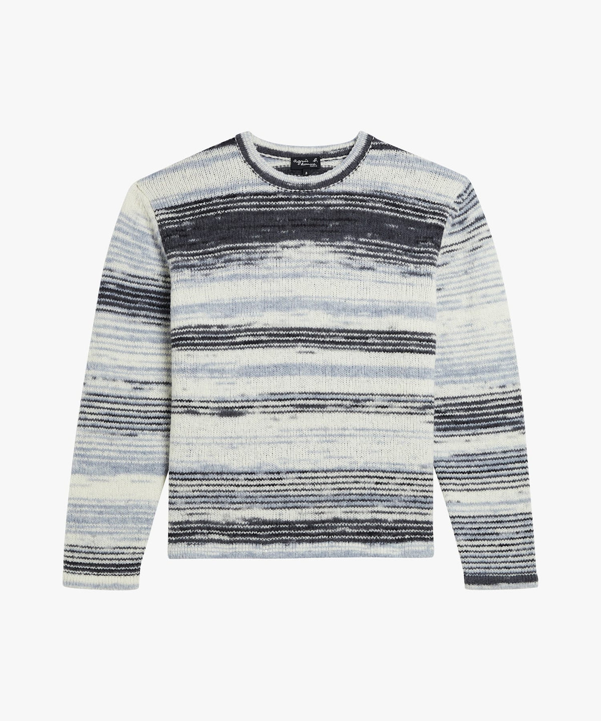 HOMME メンズ メンズ ミックスカラー 長袖 ニットプルオーバー "Overcoming" グレー