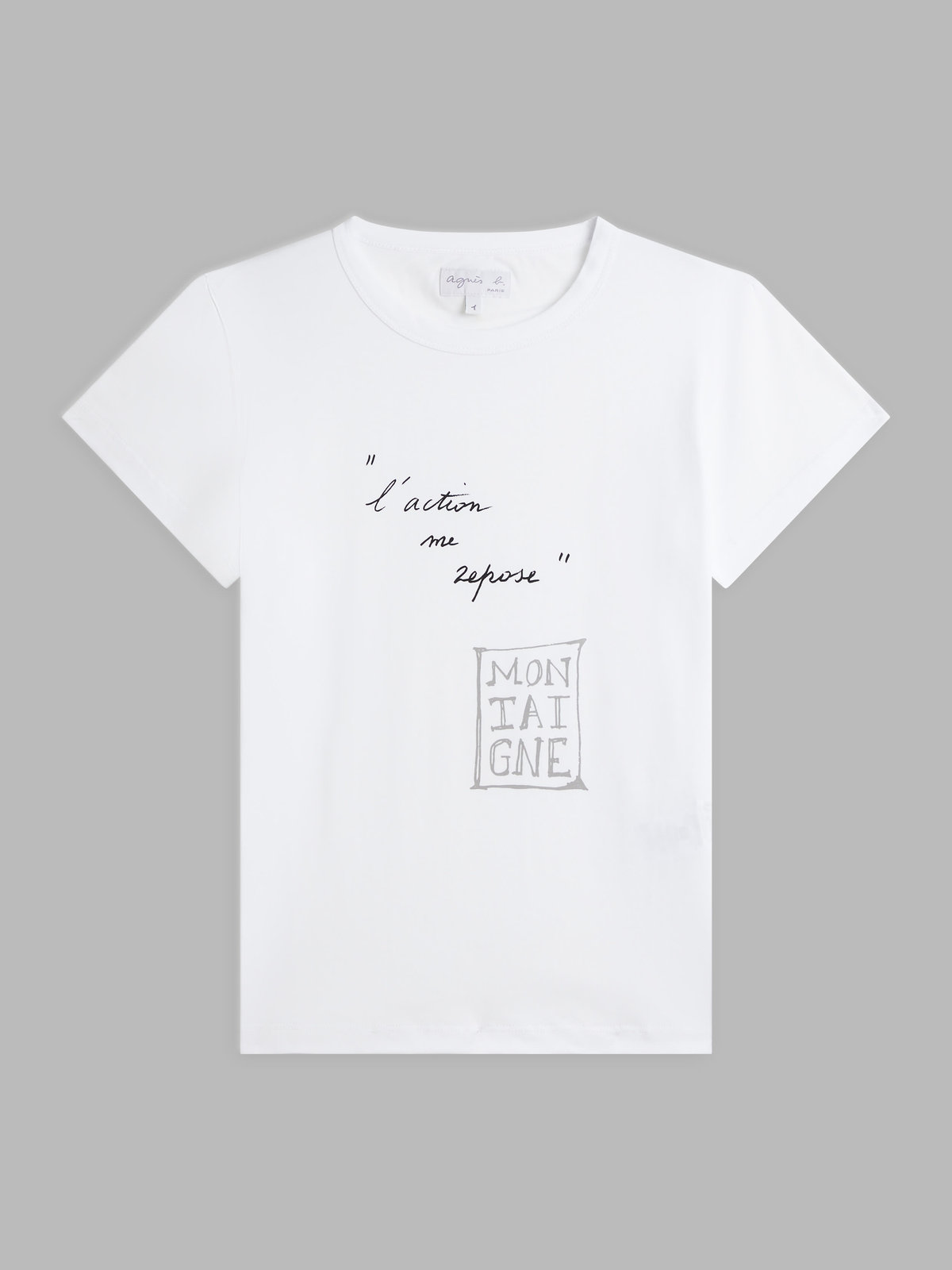 FEMME ウィメンズ プリント オーガニックコットン 半袖 Tシャツ ”L'action me repose” ホワイト