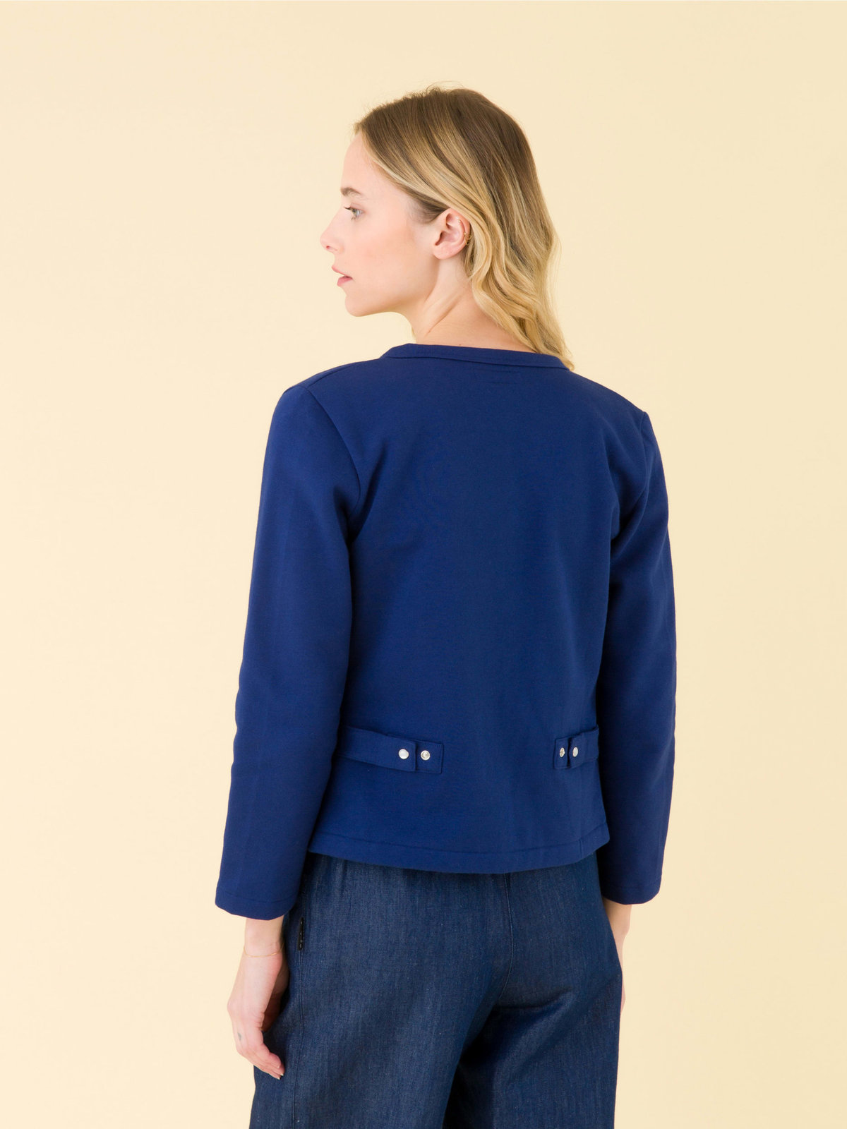 FEMME ウィメンズ コットン メルトン カーディガンプレッション "Le Petit" ブルー系その他