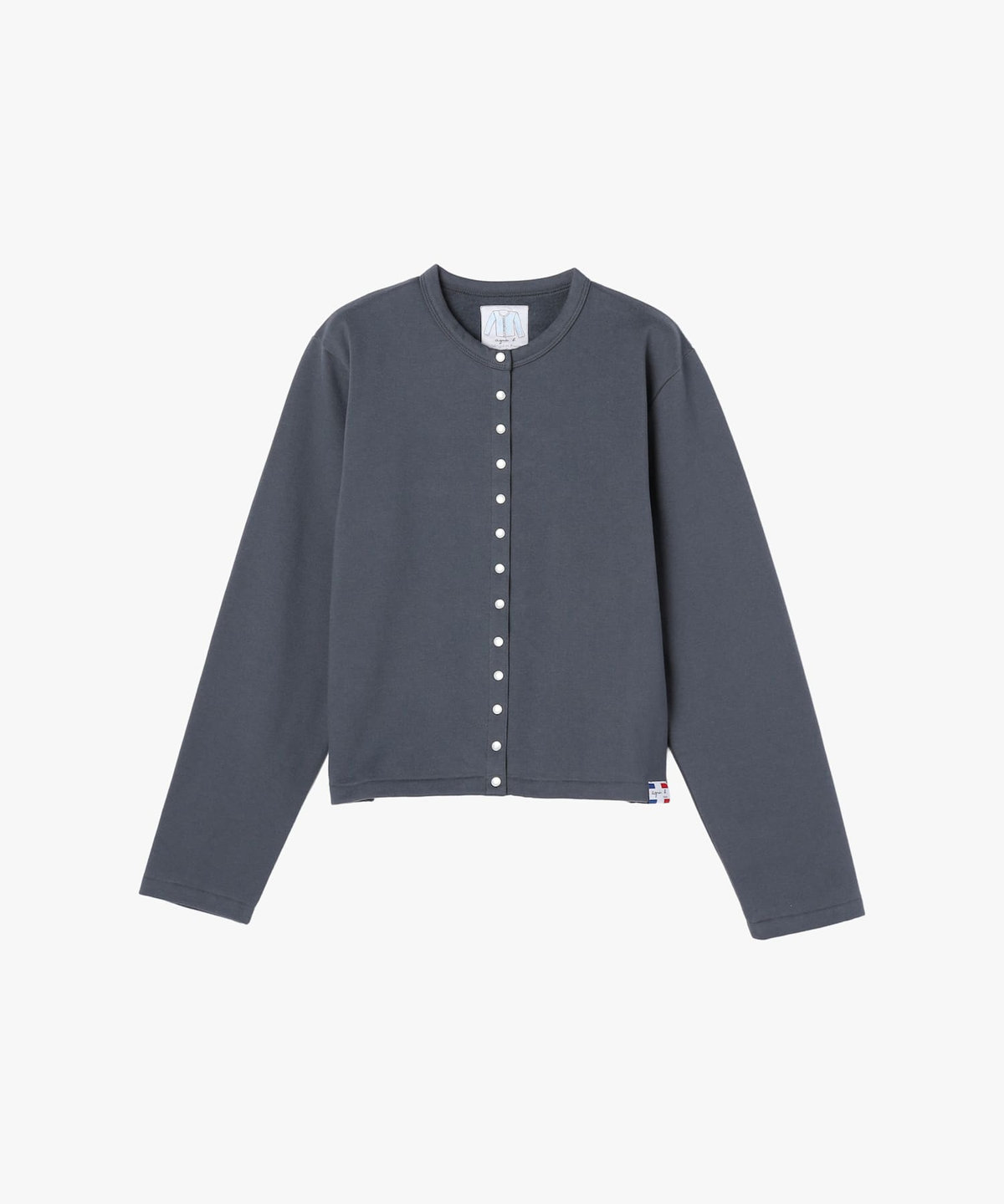 FEMME ウィメンズ オーガニックコットン メルトン 長袖 カーディガンプレッション "Le Classique" グレー