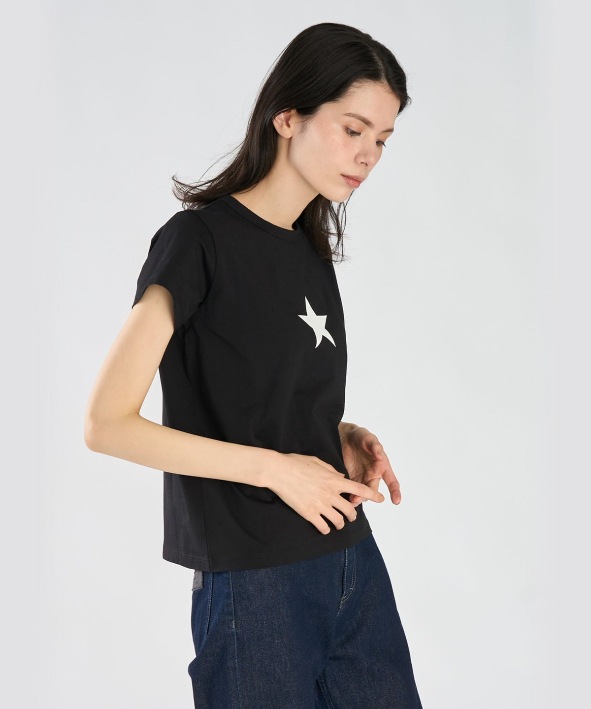 FEMME ウィメンズ アイコニック プリント コットン 半袖 Tシャツ "Etoile" ブラック