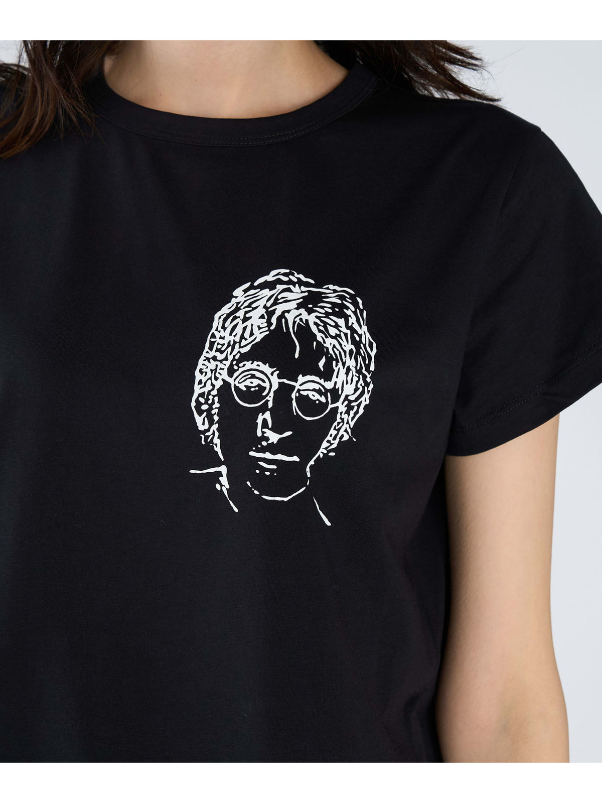 FEMME ウィメンズ プリント コットン 半袖 アーティスト Tシャツ "Rafael Gray" ブラック
