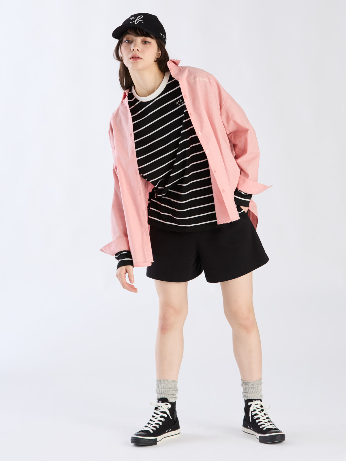 To b. by agnès b. 【Outlet】ロングスリーブボーイズシャツ ピンク