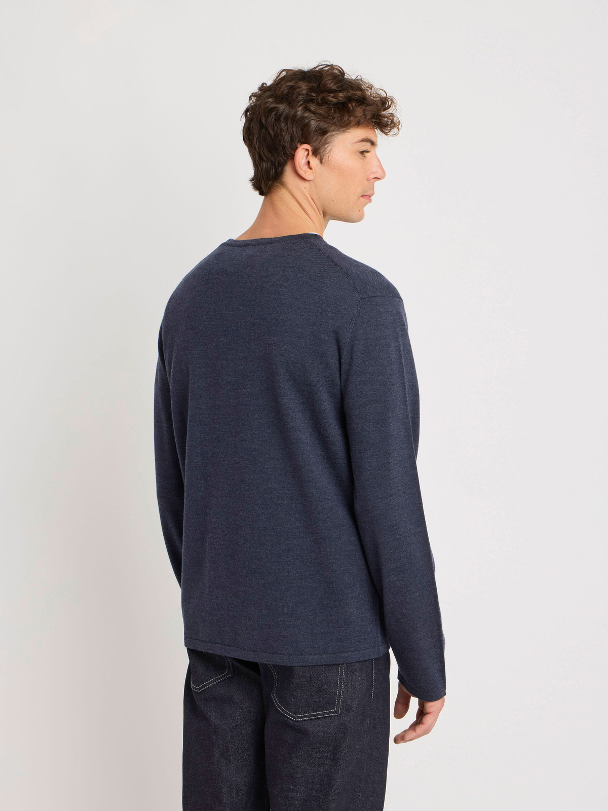 HOMME メンズ メンズ メリノウール 長袖 ニットプルオーバー ”Park” ブルー系その他