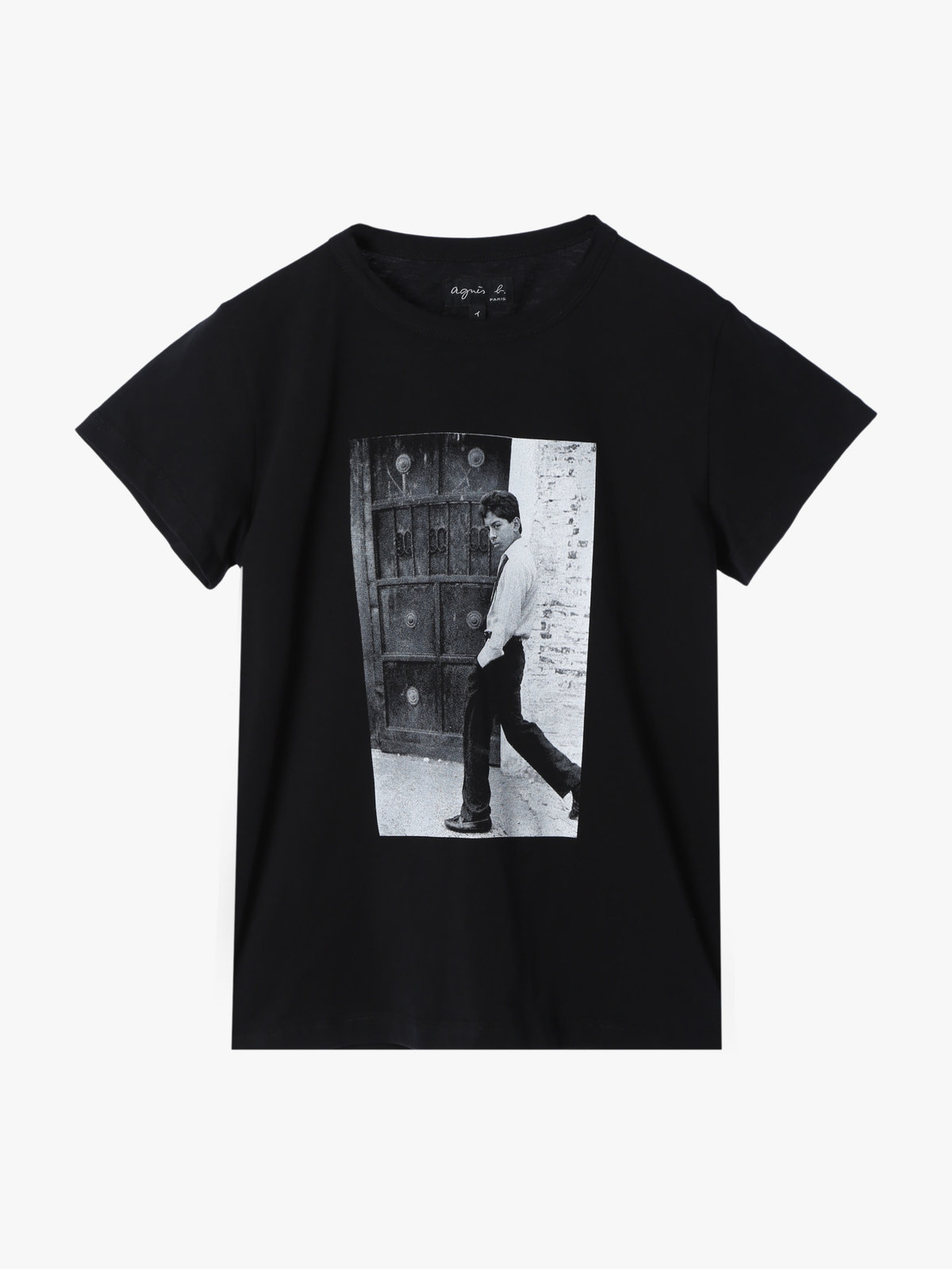 FEMME ウィメンズ コットン フォトプリント 半袖 アーティスト Tシャツ ”Mark Cohen” ブラック