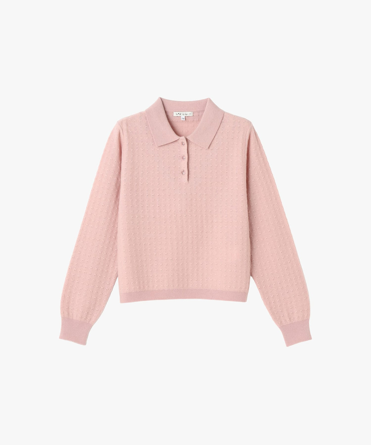 To b. by agnès b. ウール 長袖 ニットポロシャツ ピンク