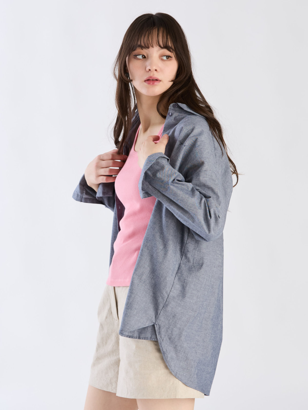 To b. by agnès b. 【Outlet】ロングスリーブボーイズシャツ ネイビー