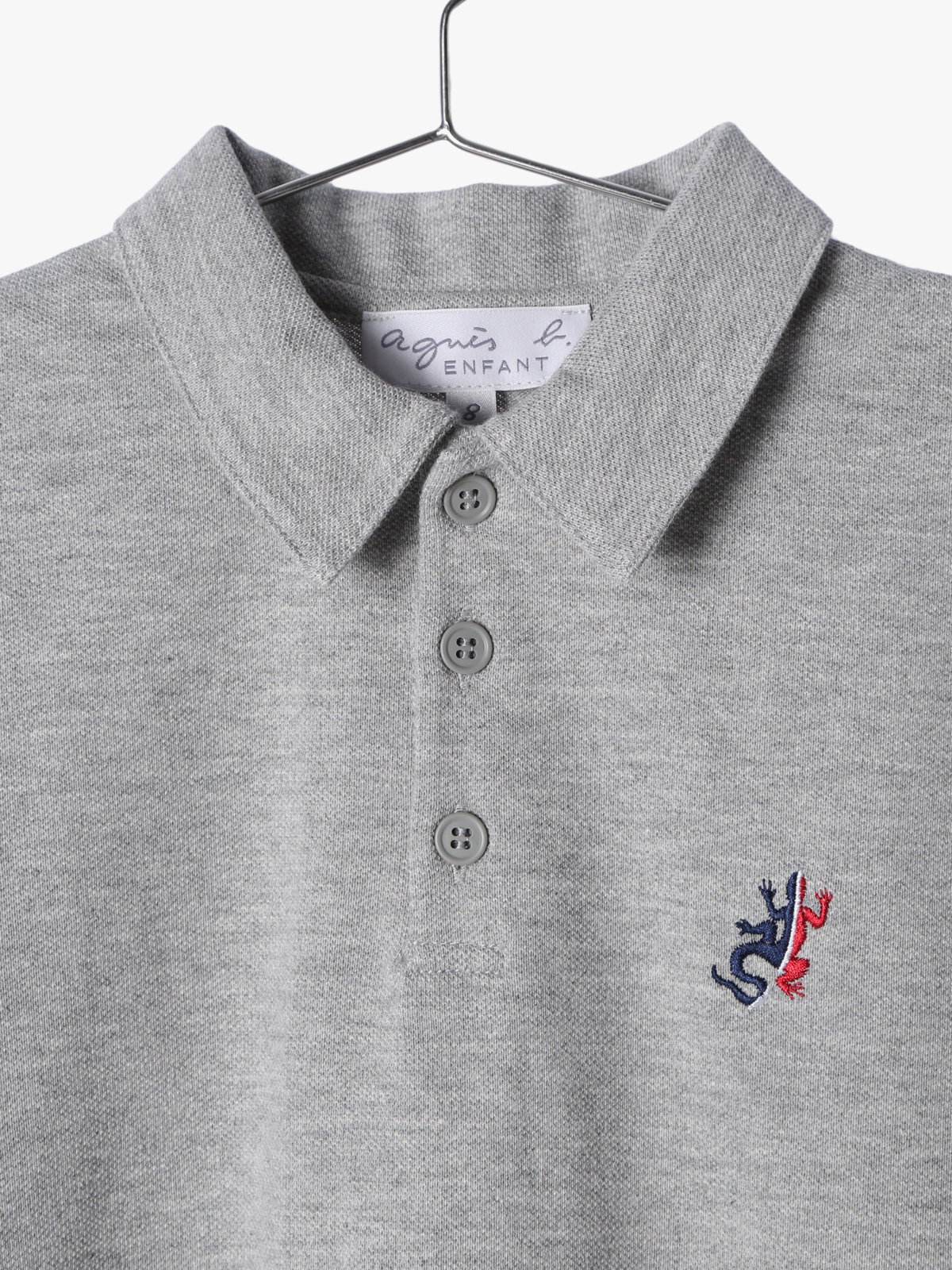 ENFANT ユニセックス キッズ 刺繍 ポロシャツ "Lezard" グレー