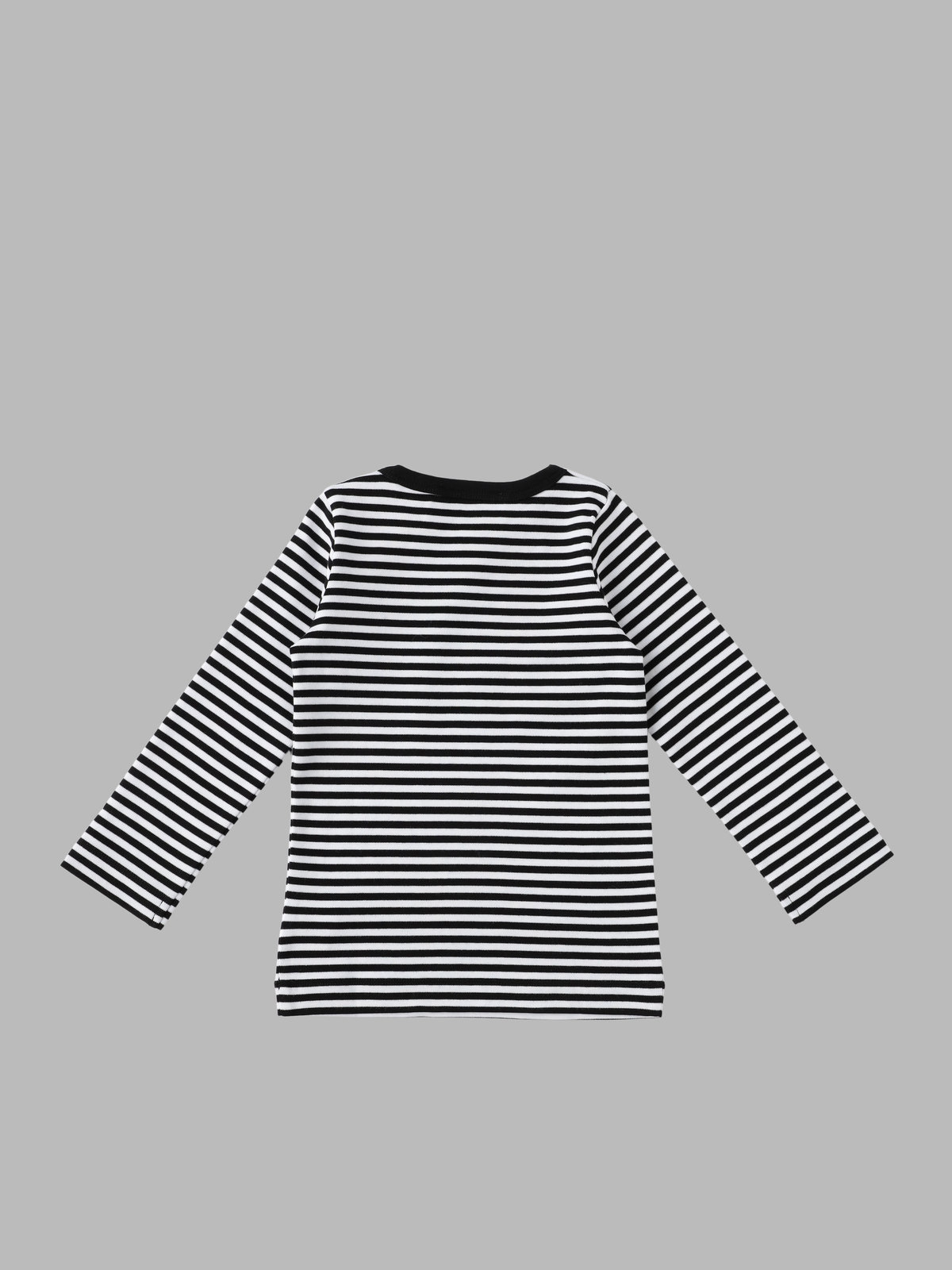 ENFANT ベビー ベビー "b."ロゴ 細ボーダー 長袖 Tシャツ ブラック