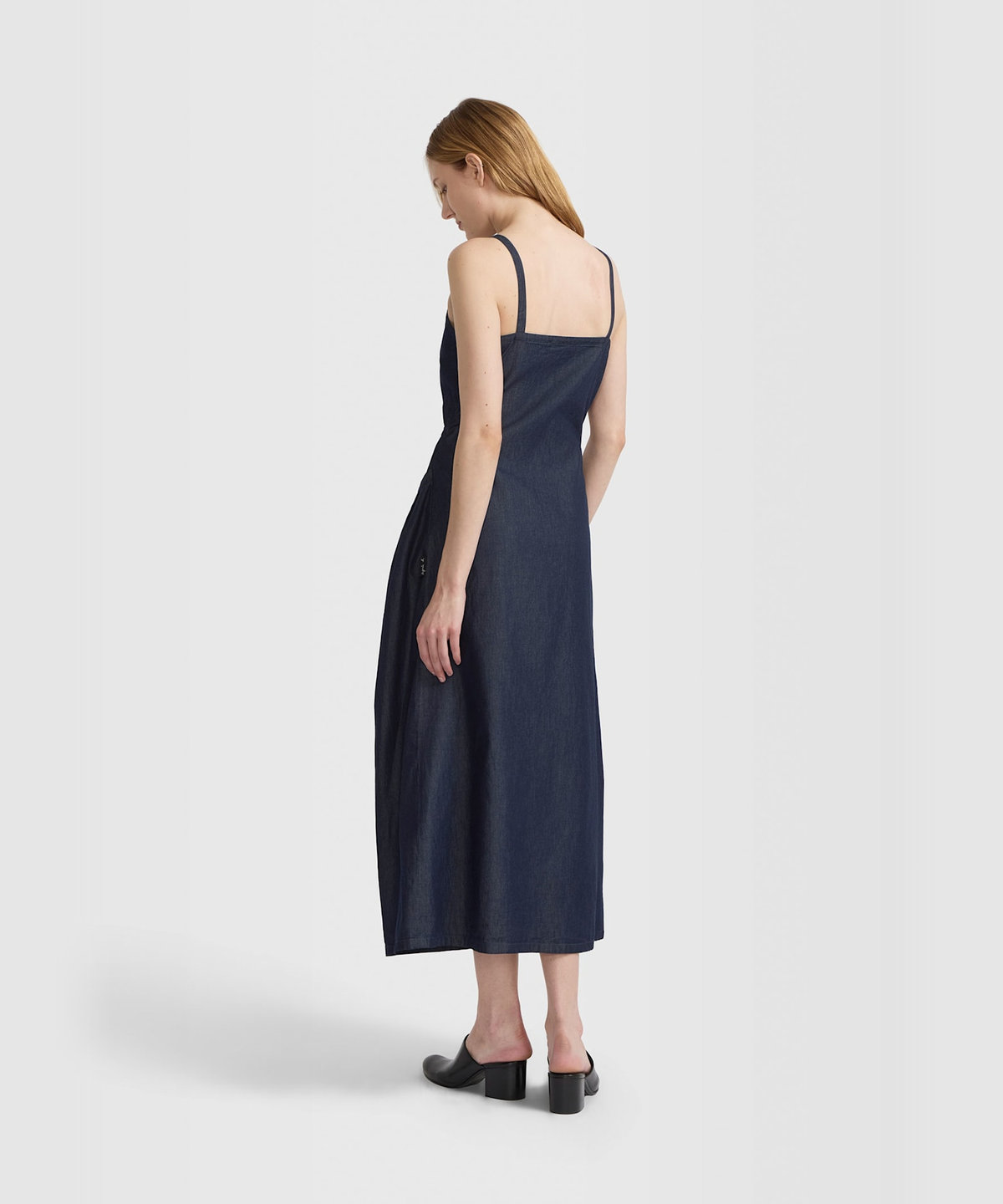 FEMME ウィメンズ デニム シャンブレー キャミソール ワンピース ネイビー
