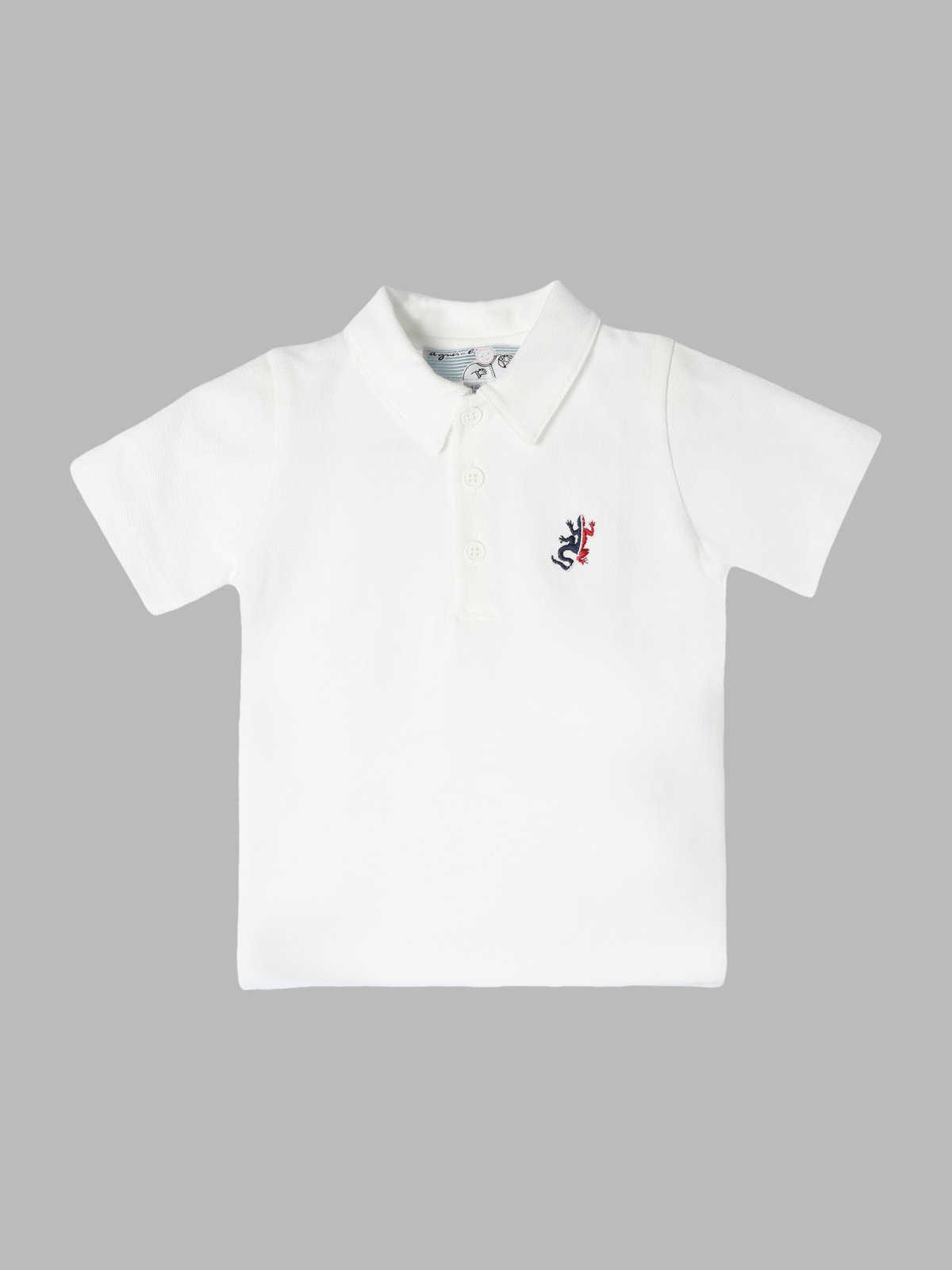 ENFANT ベビー ベビー 刺繍 ポロシャツ "Lezard" ホワイト