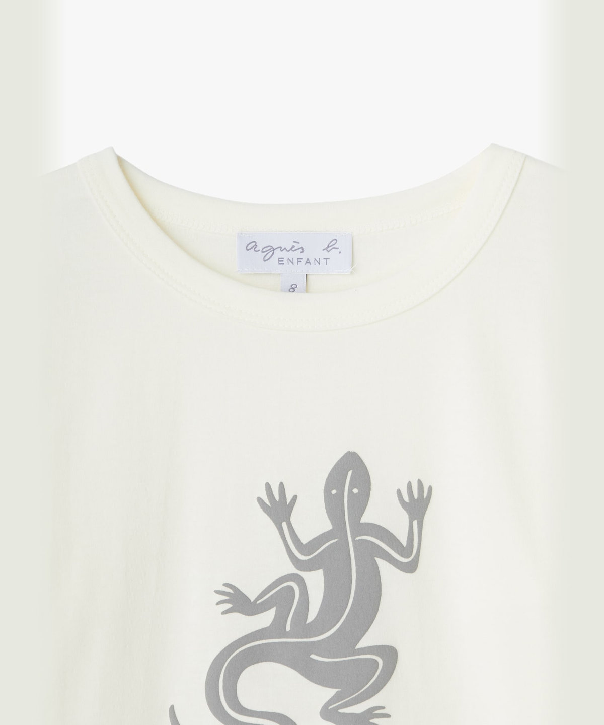 ENFANT ユニセックス キッズ ロゴ アイコニック プリント コットン 長袖 Tシャツ "Lezard" ホワイト