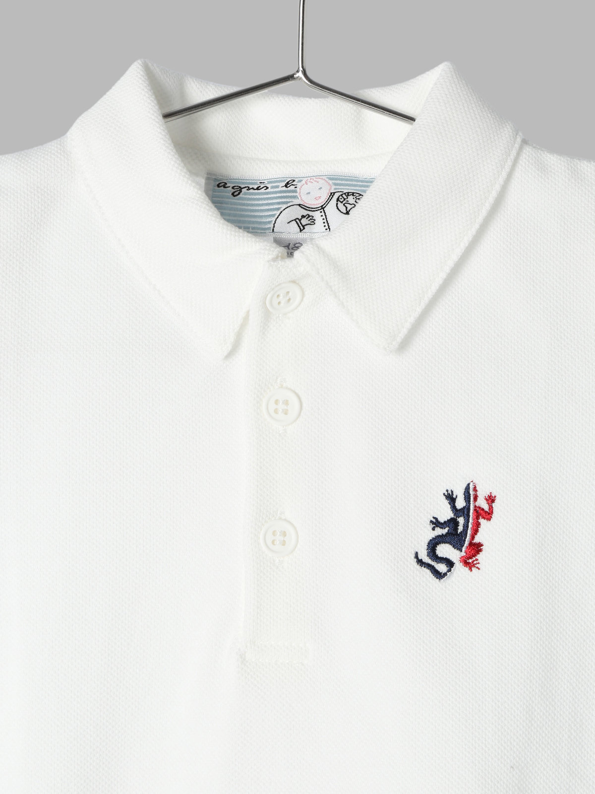 ENFANT ベビー ベビー 刺繍 ポロシャツ "Lezard" ホワイト
