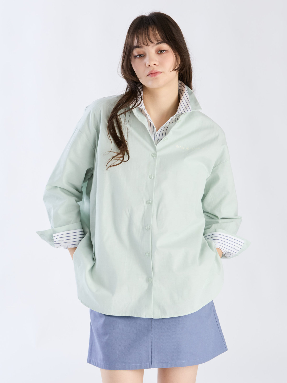 To b. by agnès b. 【Outlet】ロングスリーブボーイズシャツ グリーン系その他