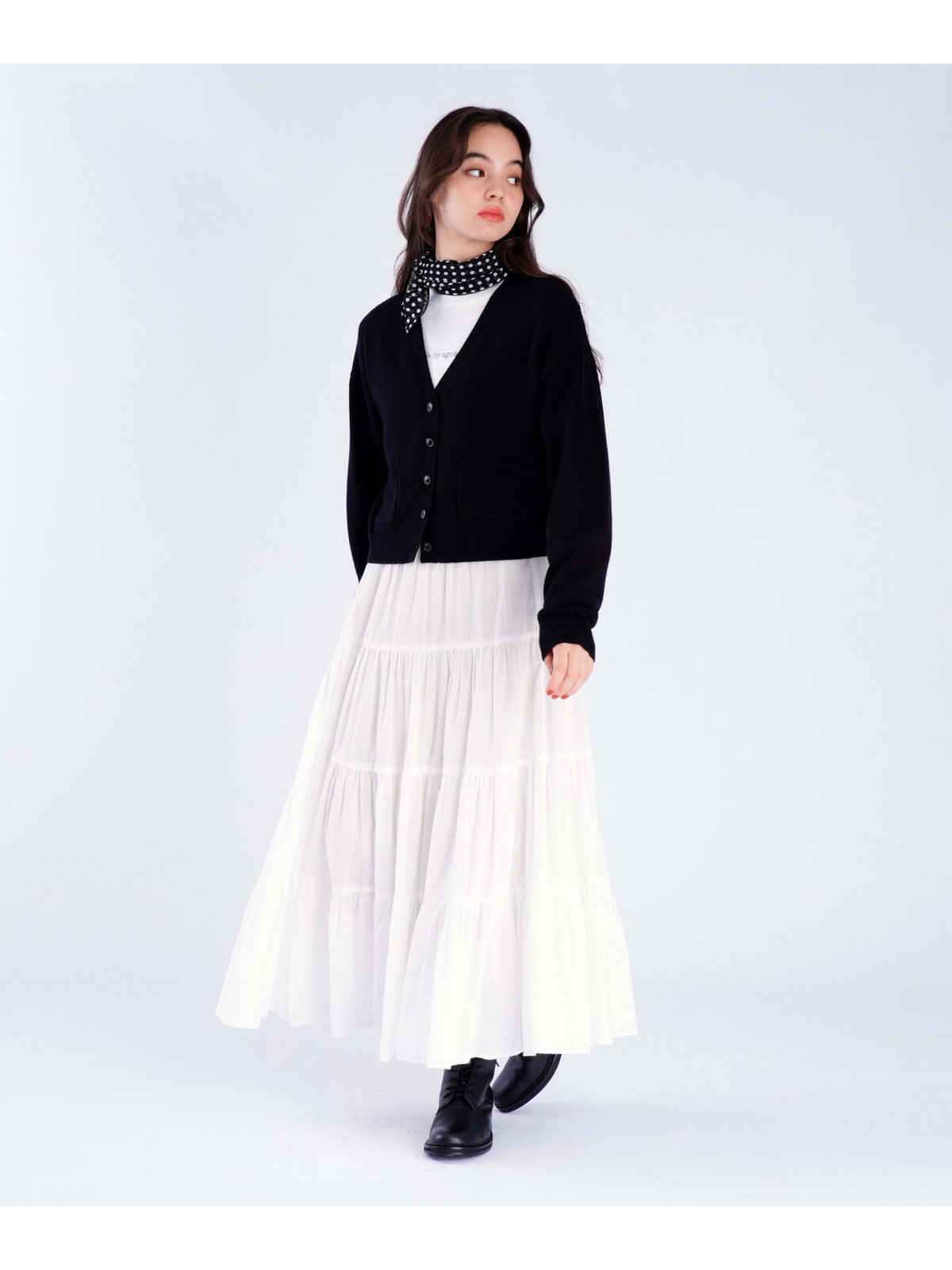 To b. by agnès b. 【Outlet】コットン Vネック ニット カーディガン ブラック