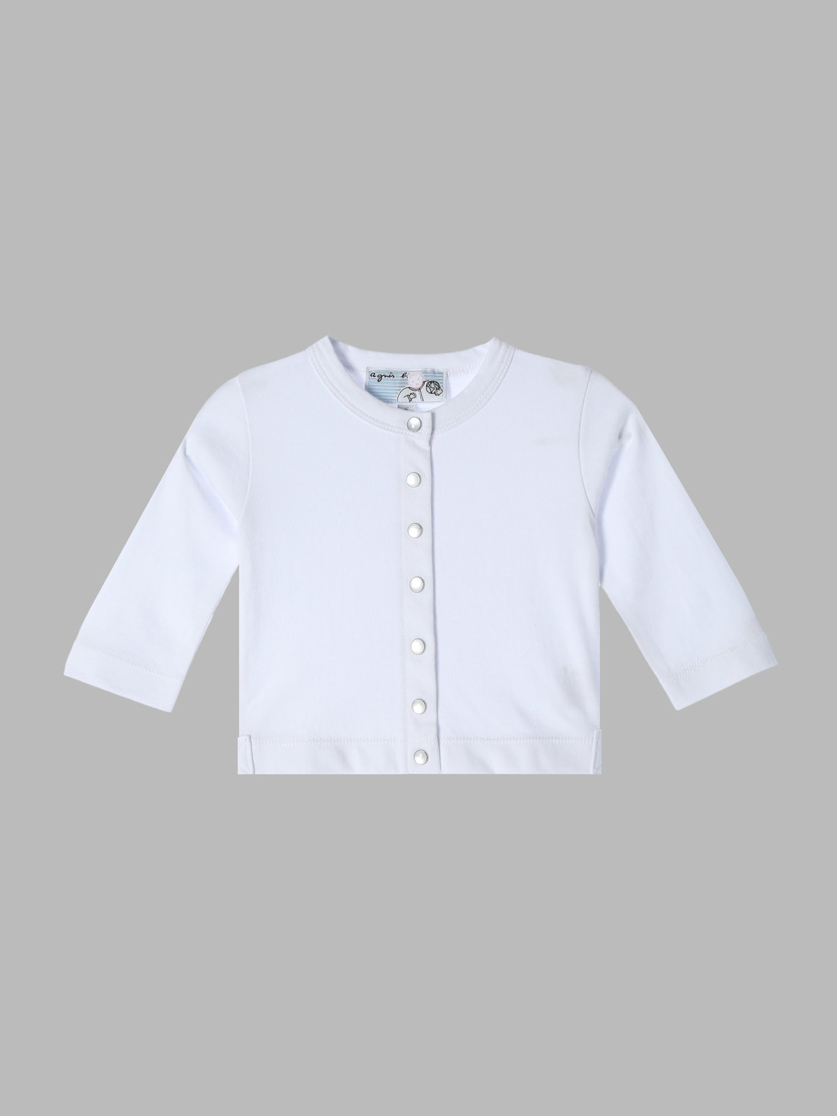 ENFANT ベビー ベビー コットン 長袖 カーディガンプレッション ホワイト