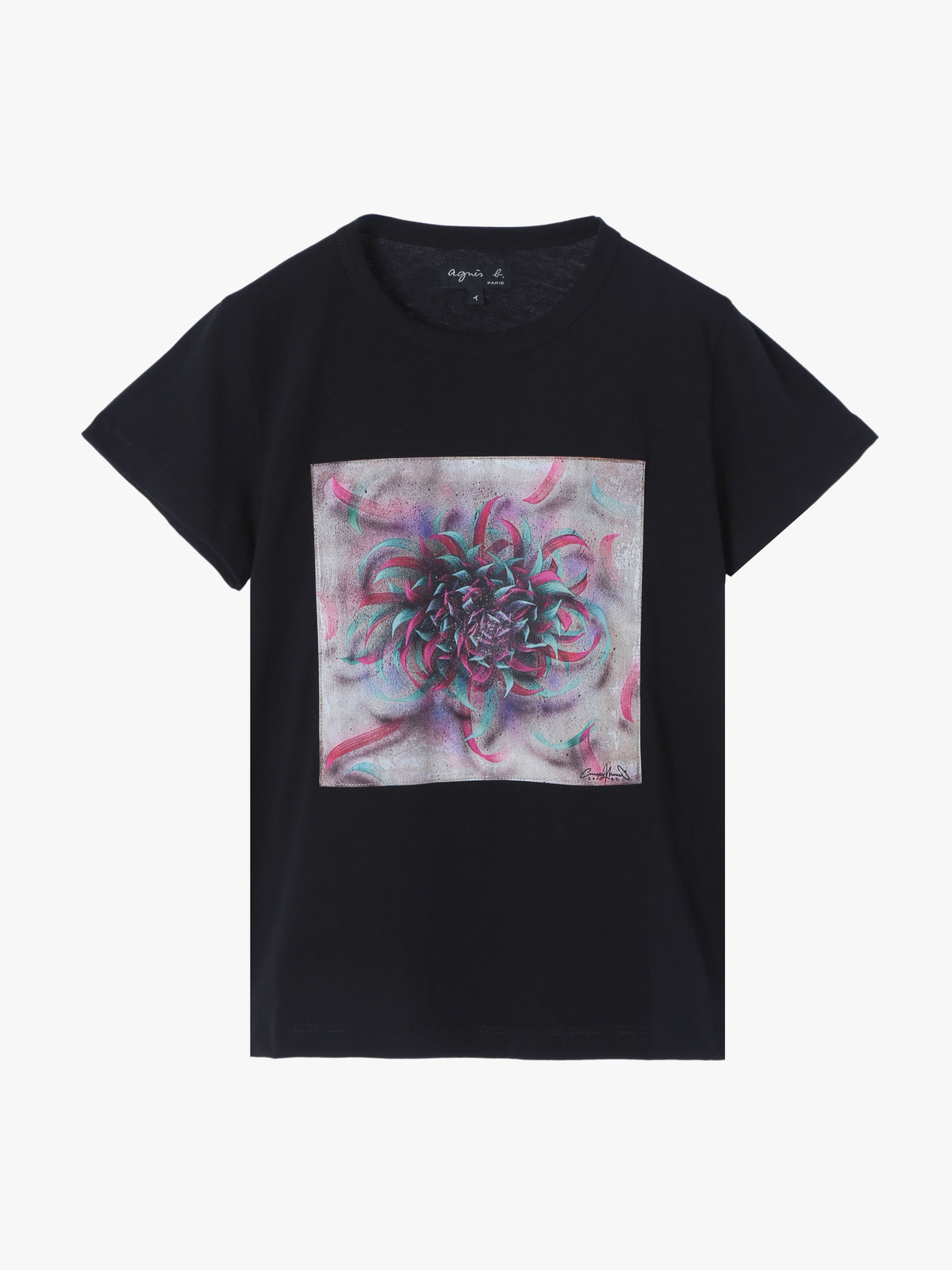 FEMME ウィメンズ コットン プリント 半袖 アーティスト Tシャツ "Creepy Mouse" ブラック