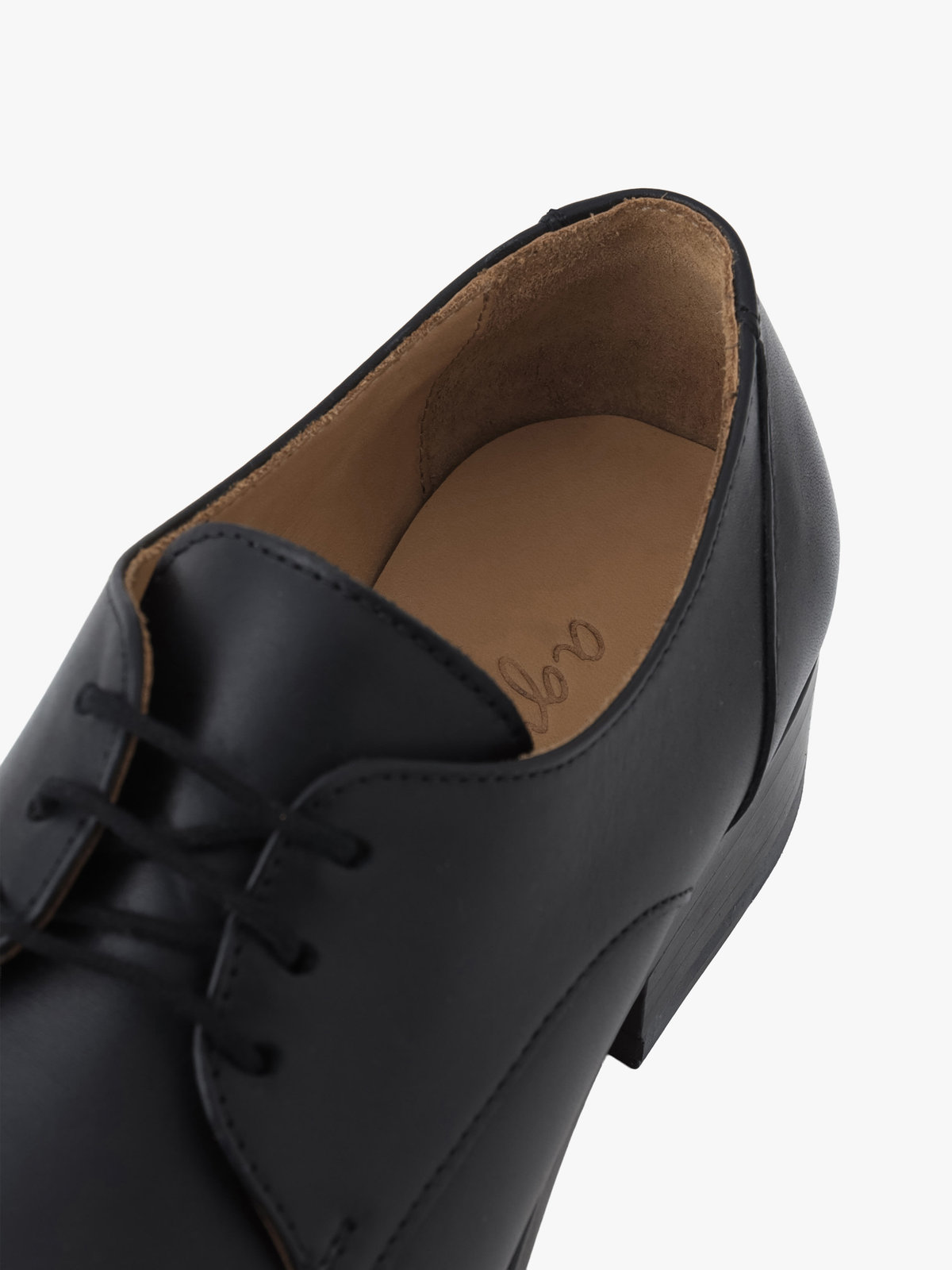 FEMME ウィメンズ レザー ダービーシューズ "Jeanne" ブラック